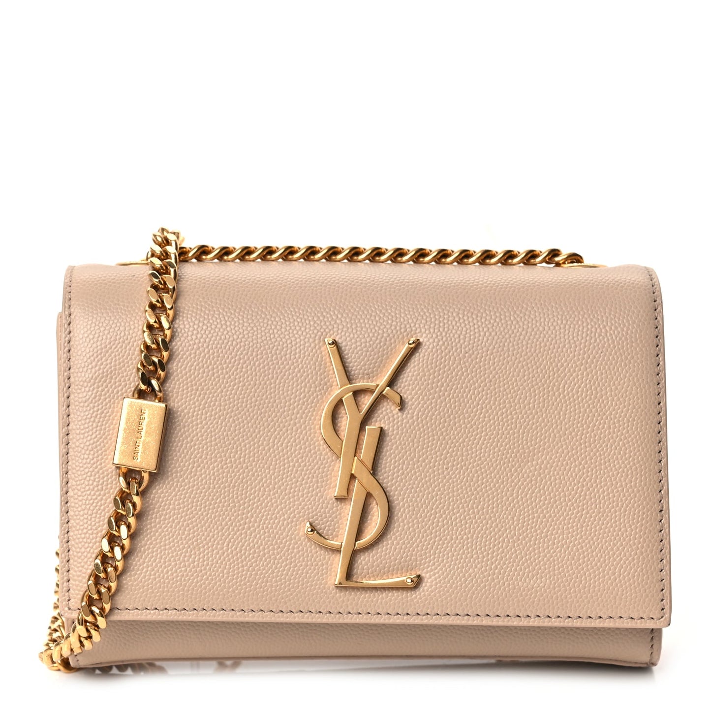 Saint Laurent Grain De Poudre Small Monogram Kate Satchel  Nude Powder