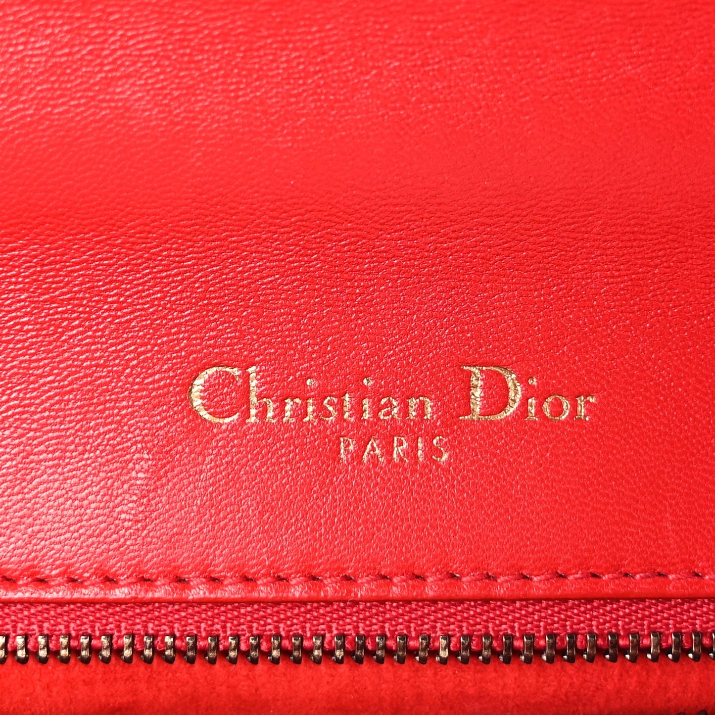 Christian Dior Calfskin Studded Medium Diorama Flap Bag Red Red
