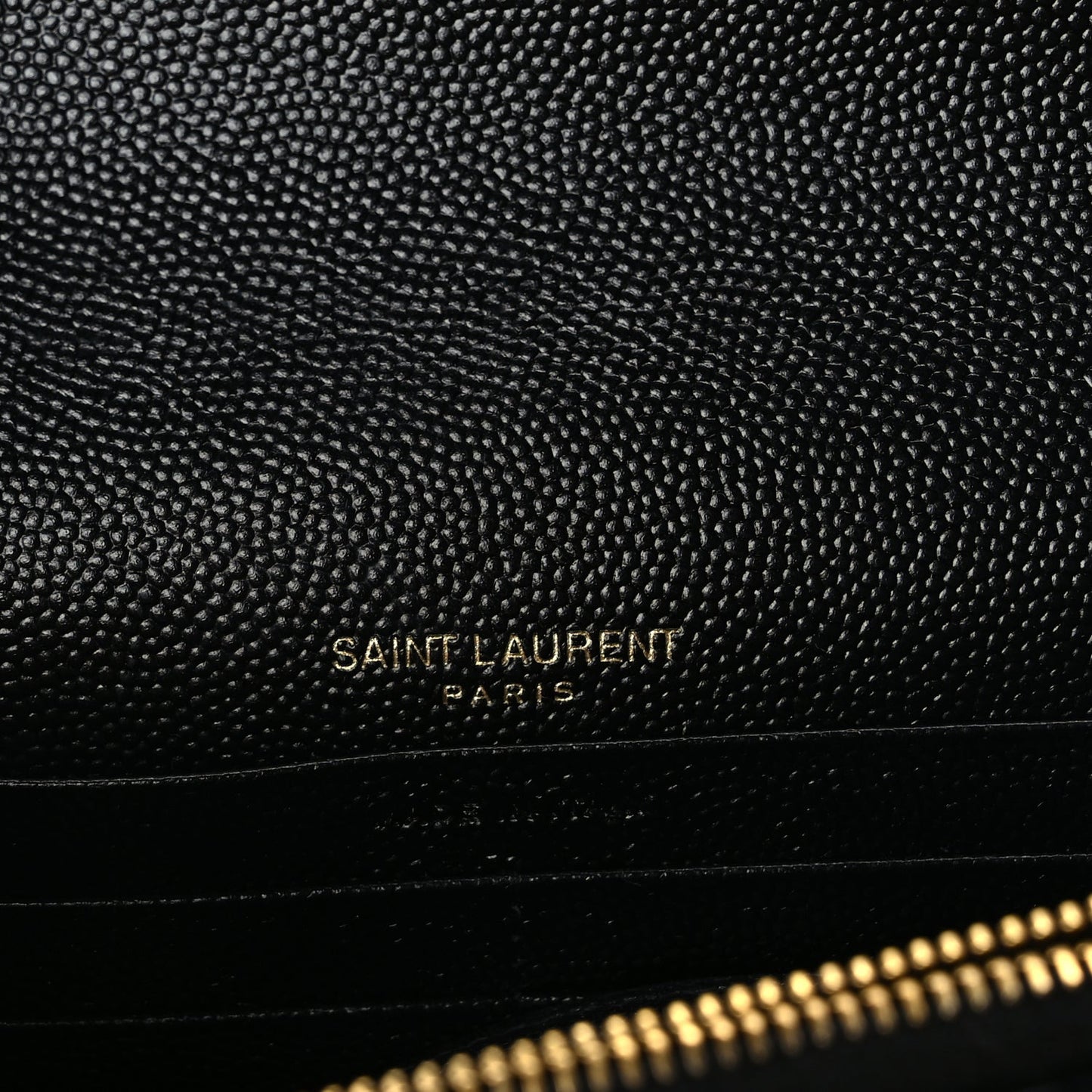 Saint Laurent Grain De Poudre Matelasse Chevron Monogram Envelope Chain Wallet Black