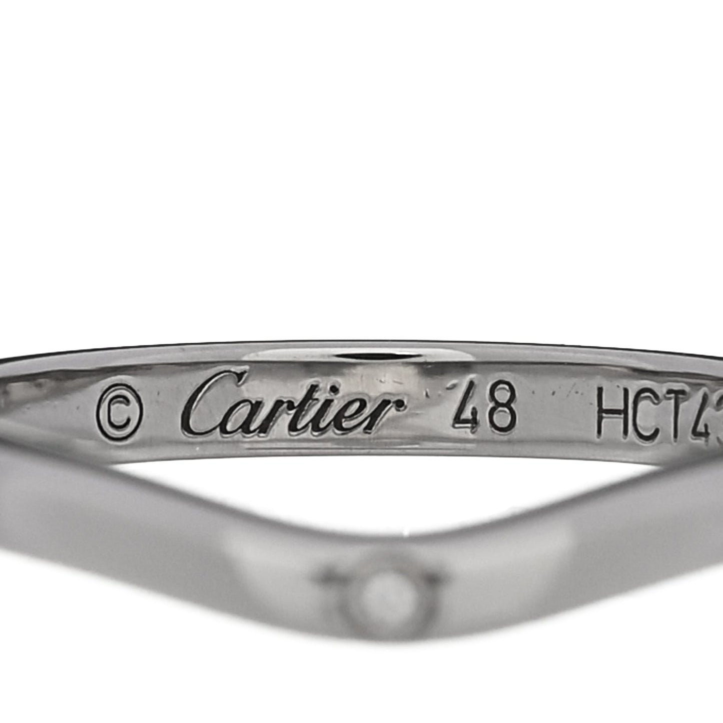 Cartier Platinum 3 Diamond Ballerine Wedding Band Ring 48 4.5