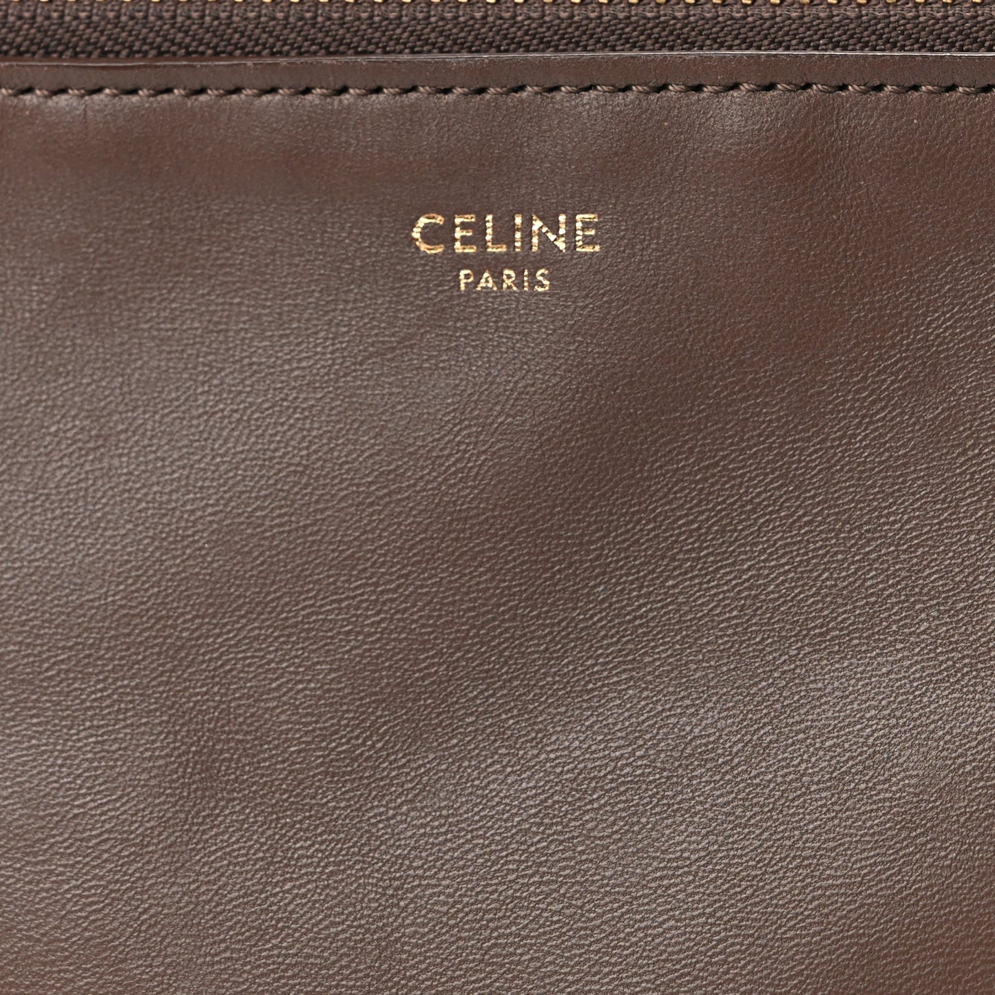 Celine Lambskin Large Trio Crossbody Bag Brown