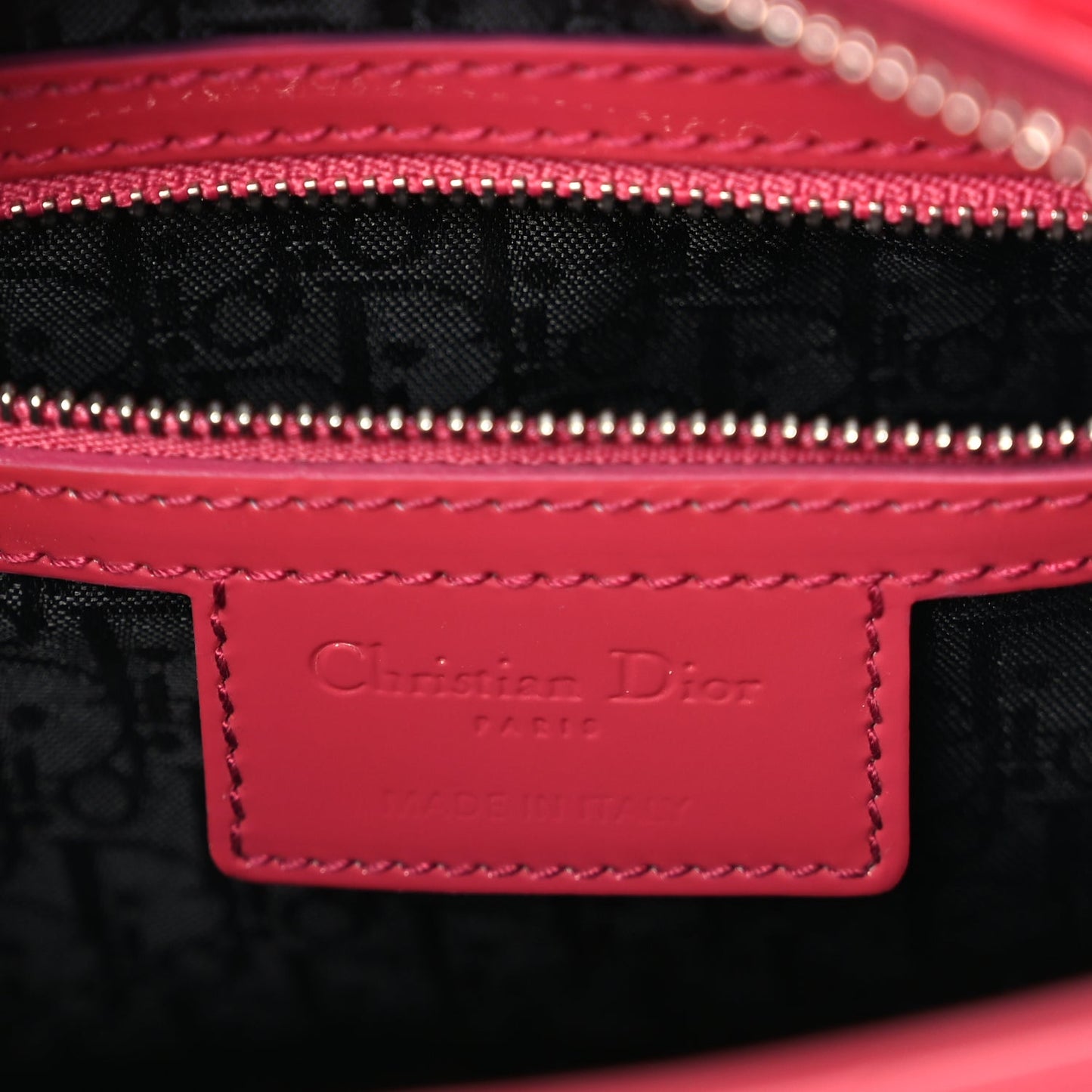 Christian Dior Patent Cannage Medium Lady Dior Fuchsia