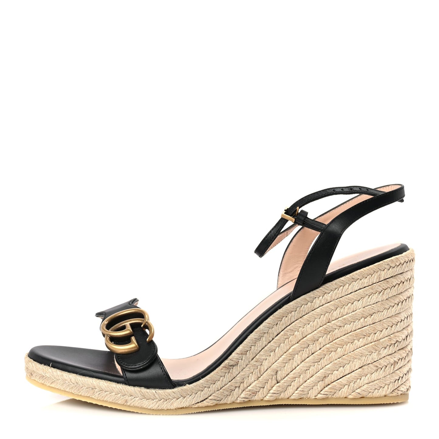 Gucci Galassia Aitana Espadrille 10/95mm Wedge Sandals 40.5 Black