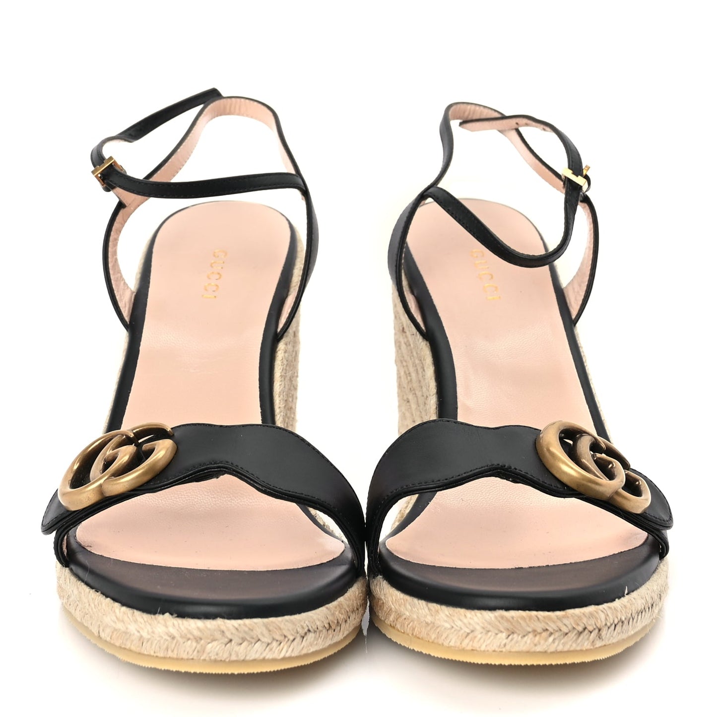 Gucci Galassia Aitana Espadrille 10/95mm Wedge Sandals 40.5 Black