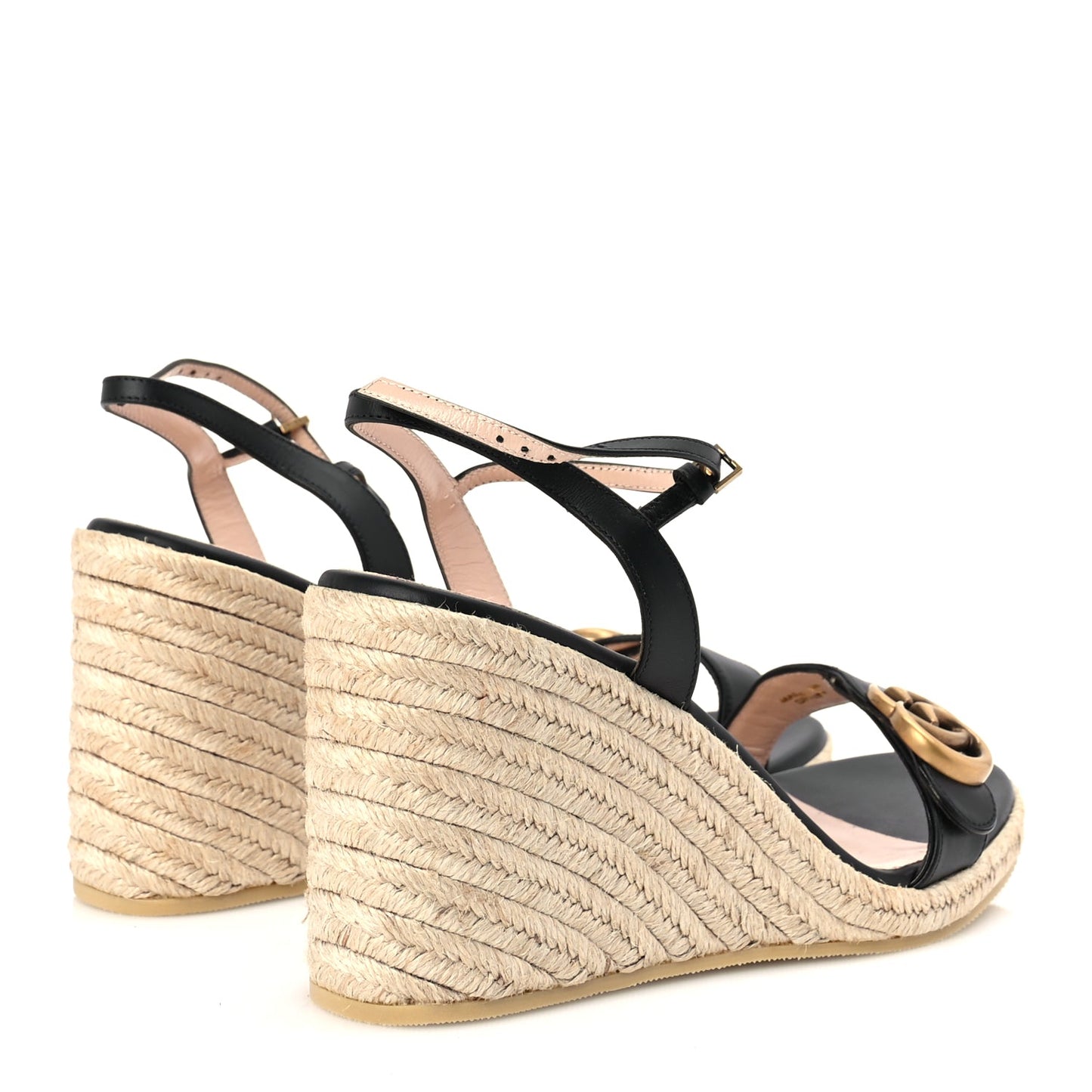 Gucci Galassia Aitana Espadrille 10/95mm Wedge Sandals 40.5 Black