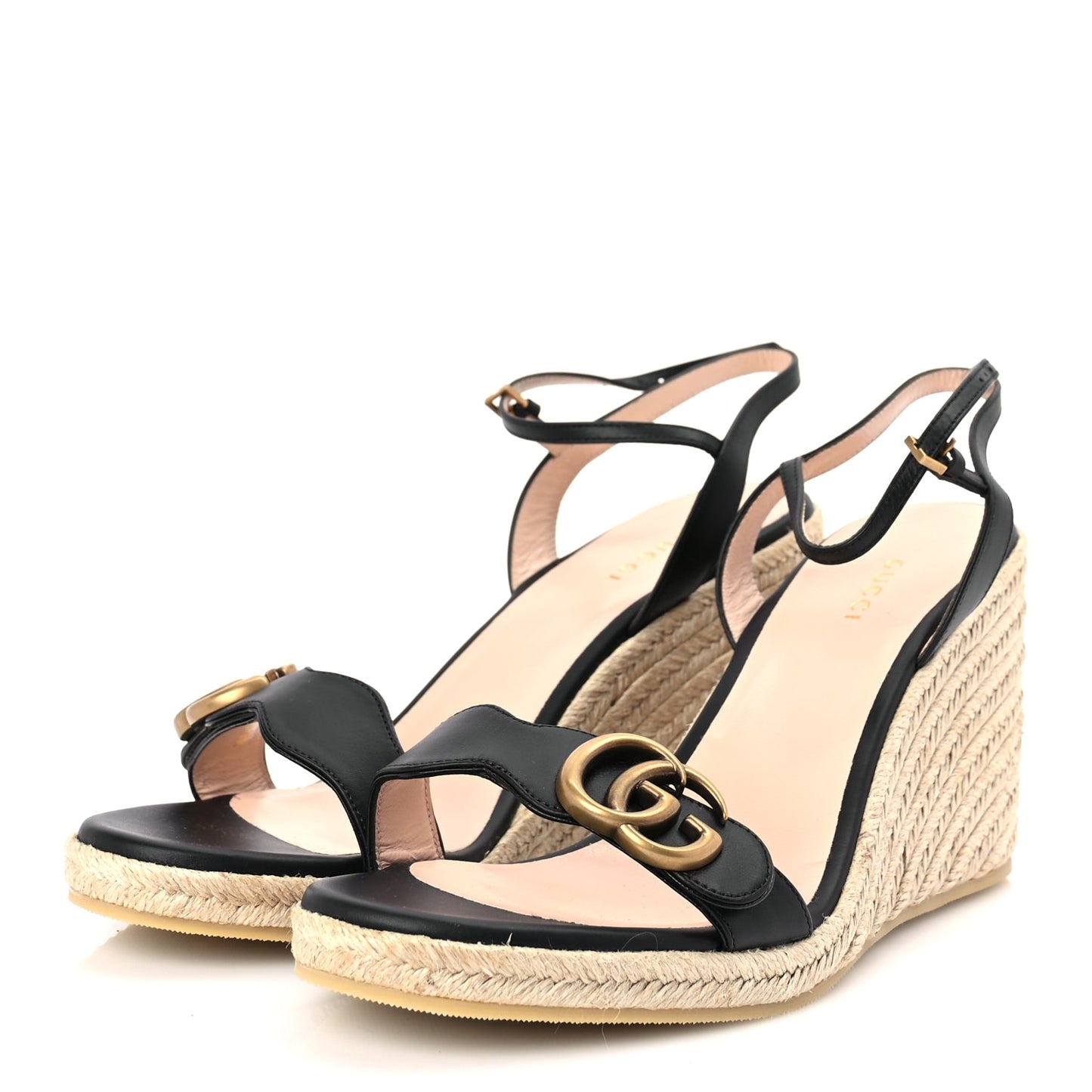 Gucci Galassia Aitana Espadrille 10/95mm Wedge Sandals 40.5 Black