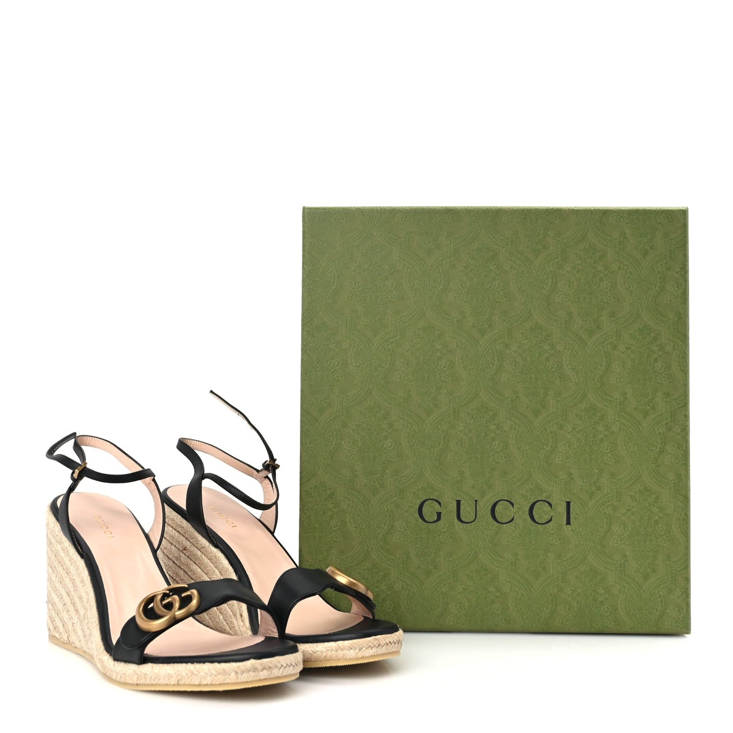 Gucci Galassia Aitana Espadrille 10/95mm Wedge Sandals 40.5 Black