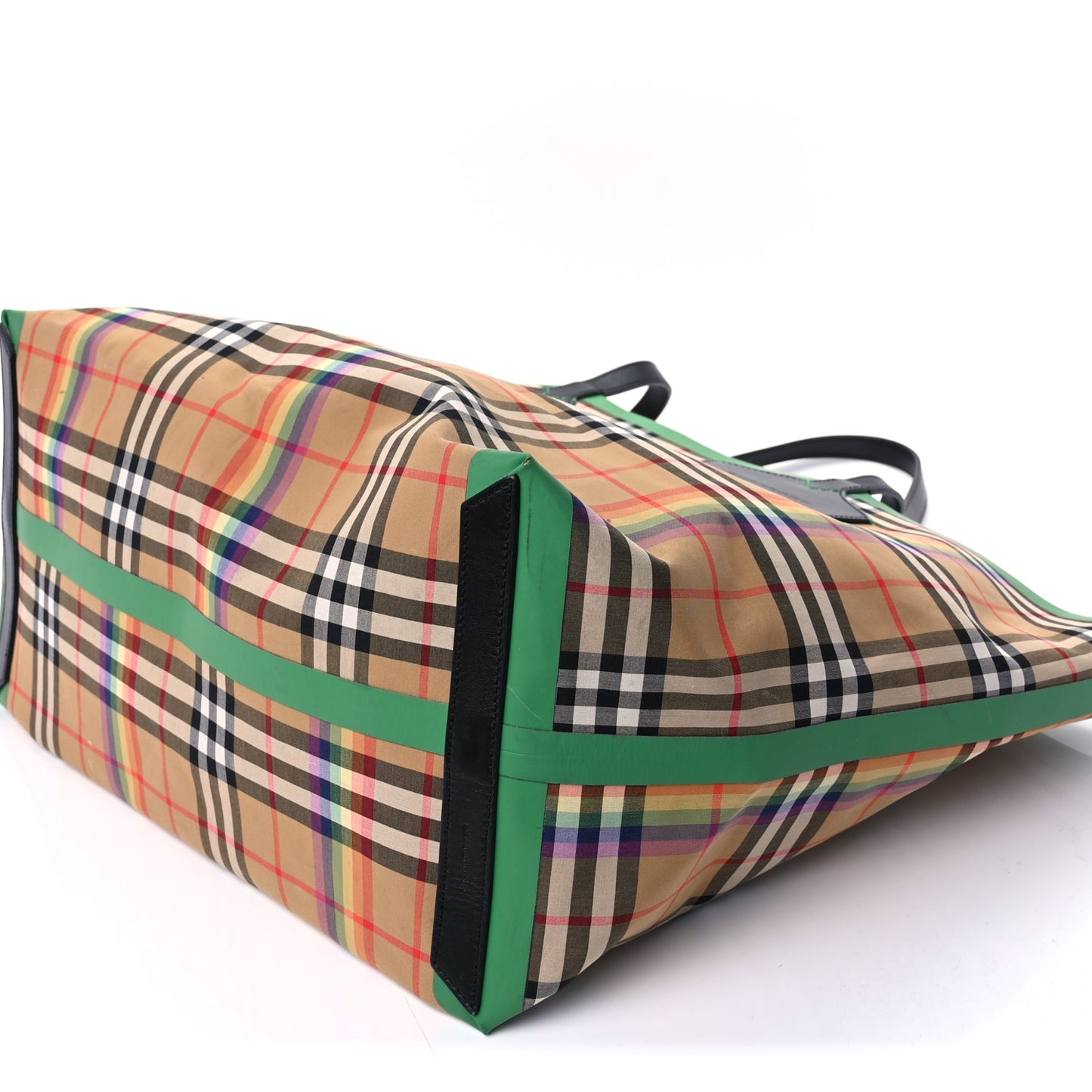 Burberry Vintage Rainbow Check Extra Large The Giant Reversible Tote  Antique Yellow