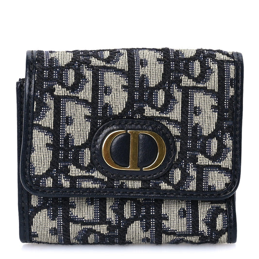 Christian Dior Oblique 30 Montaigne Lotus Wallet Blue