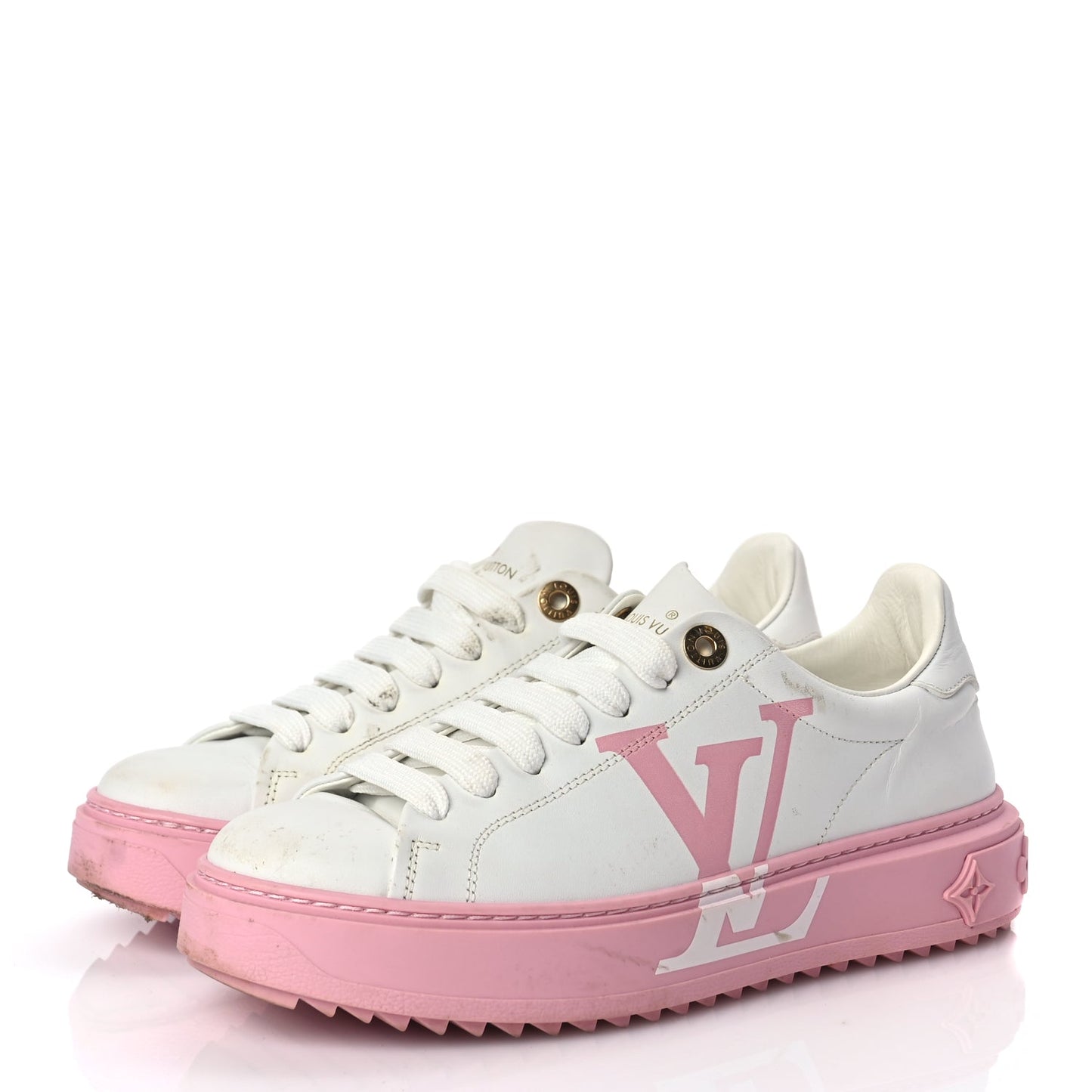 Louis Vuitton Monogram Time Out Sneakers 36 White Pink