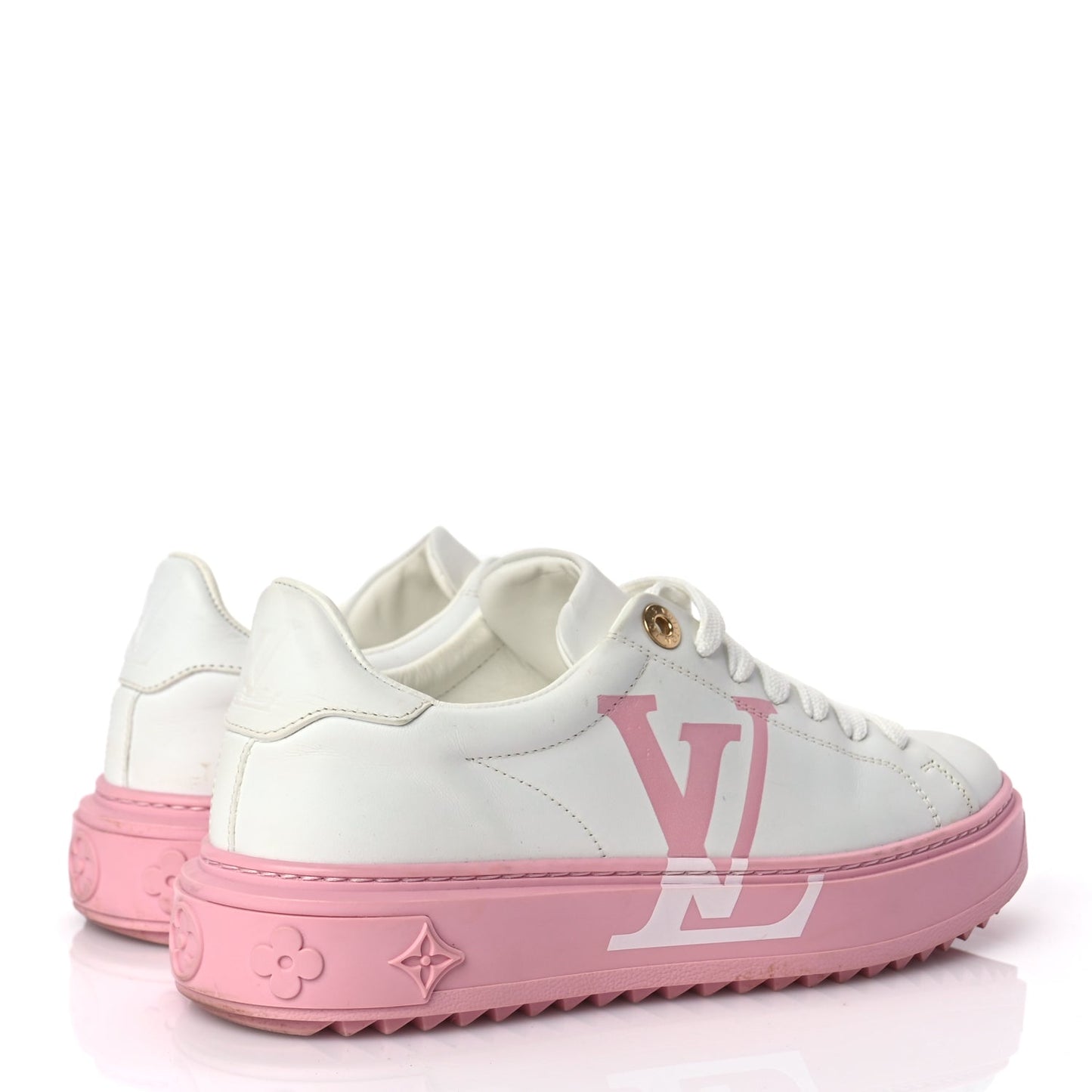 Louis Vuitton Monogram Time Out Sneakers 36 White Pink