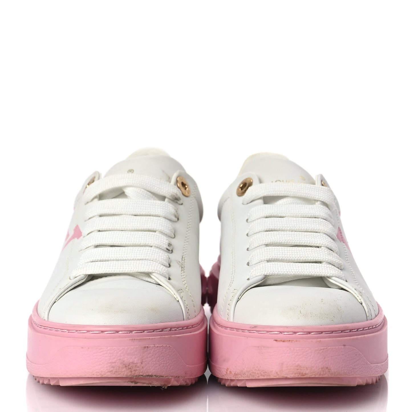 Louis Vuitton Monogram Time Out Sneakers 36 White Pink