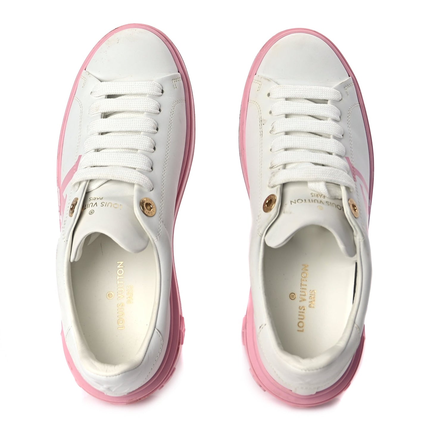 Louis Vuitton Monogram Time Out Sneakers 36 White Pink