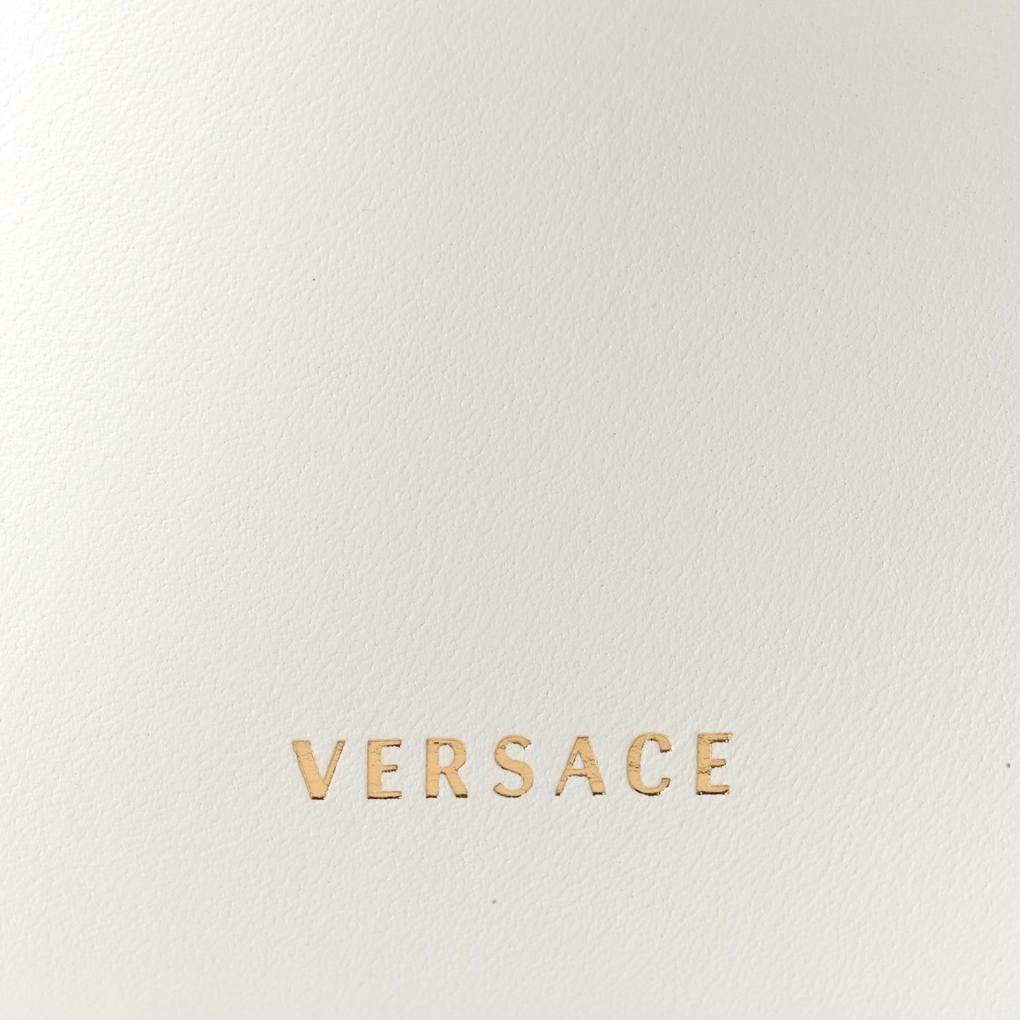 Versace Vitello Large Virtus Bucket Bag Optical White