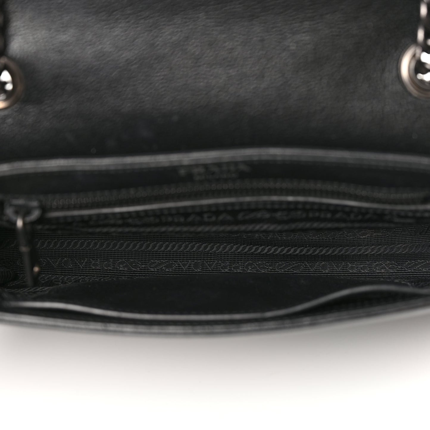 Prada Glace Calfskin Studded Crossbody Black White
