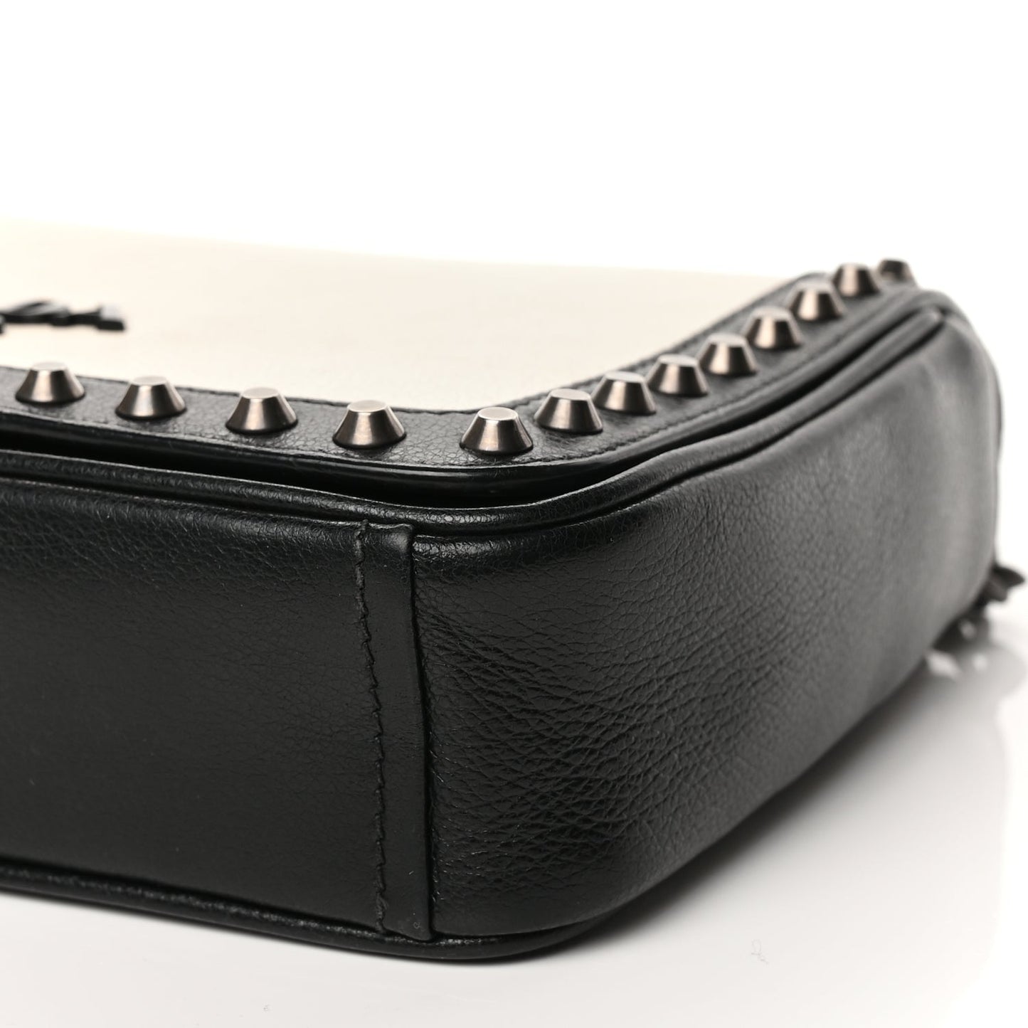 Prada Glace Calfskin Studded Crossbody Black White