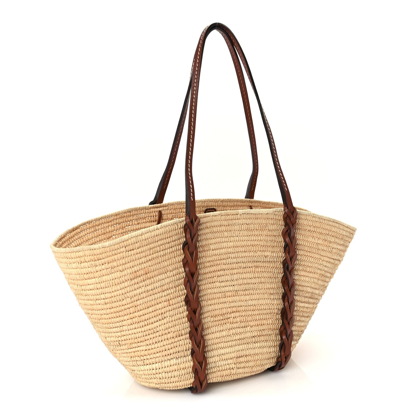 Prada Paglia Vitello Woven Braided Basket Tote  Naturale Cognac