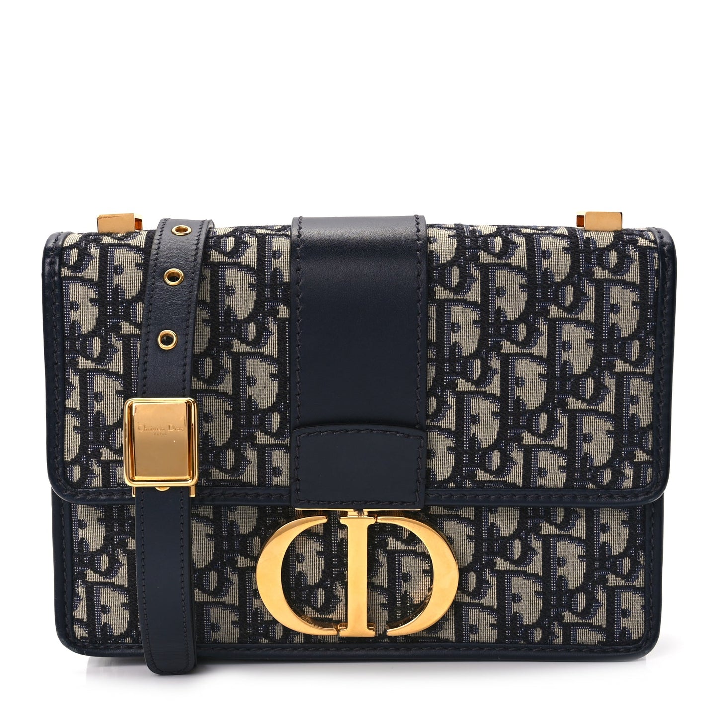 Christian Dior Oblique 30 Montaigne Flap Bag Blue
