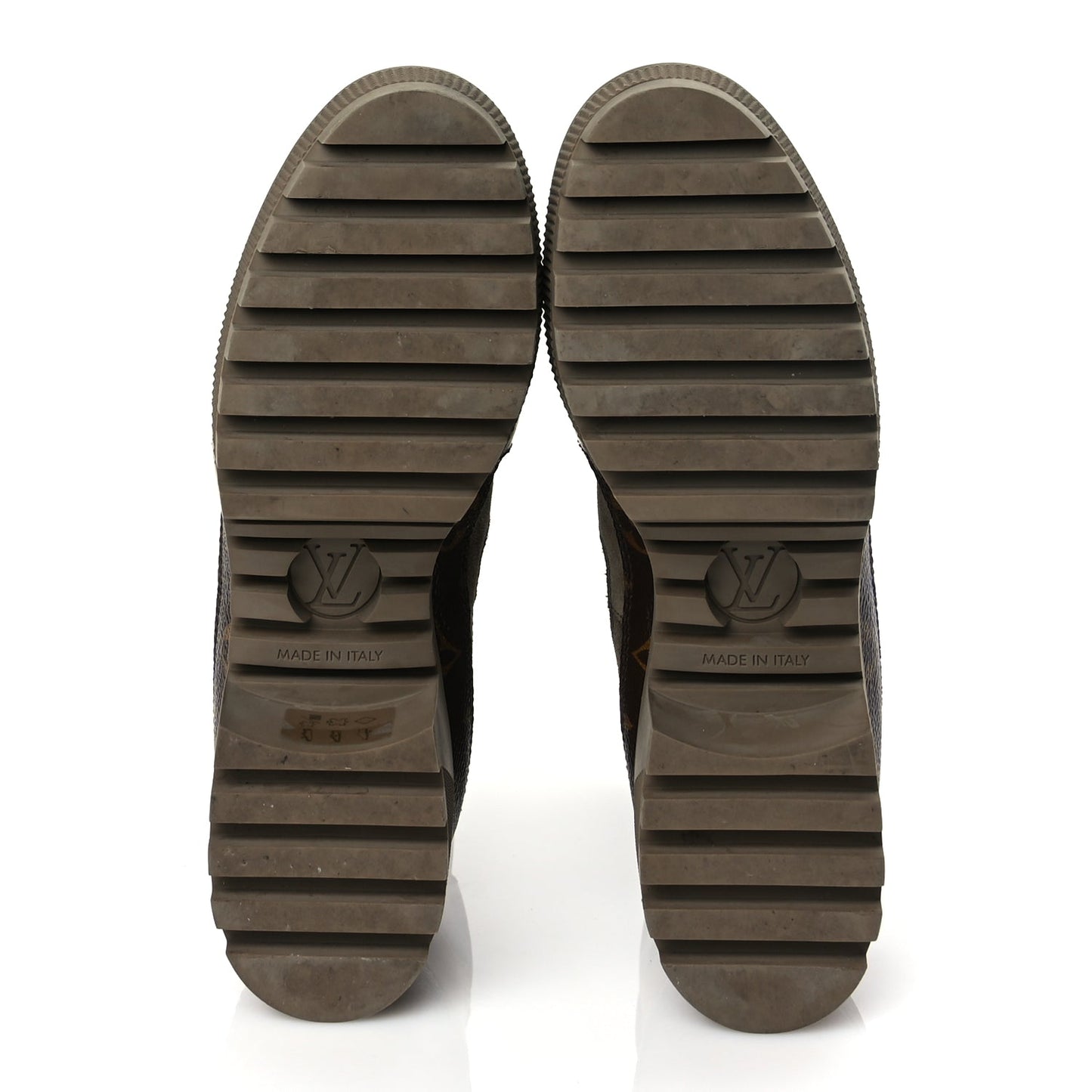 Louis Vuitton Suede Calfskin Monogram Laureate Platform Desert Boots 36.5 Taupe