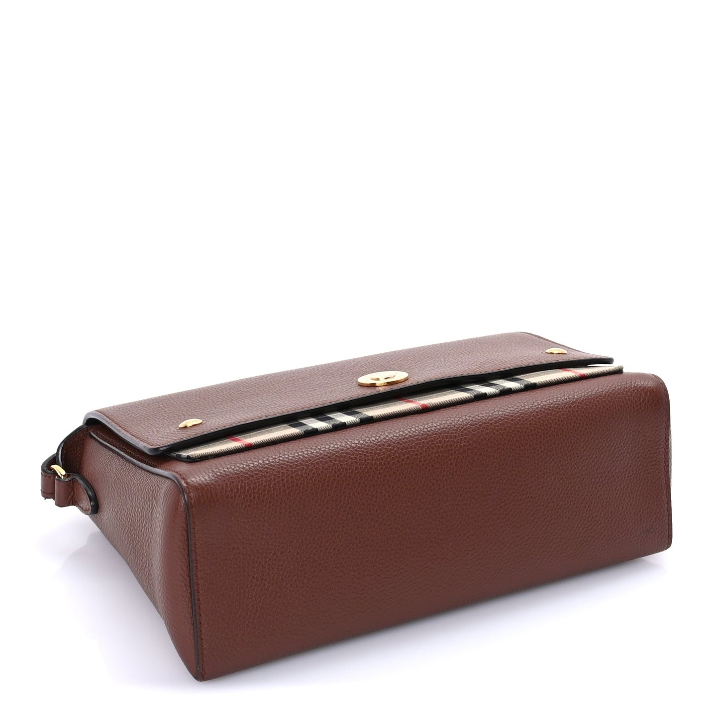 Burberry Calfskin Vintage Check Note Crossbody Bag Tan