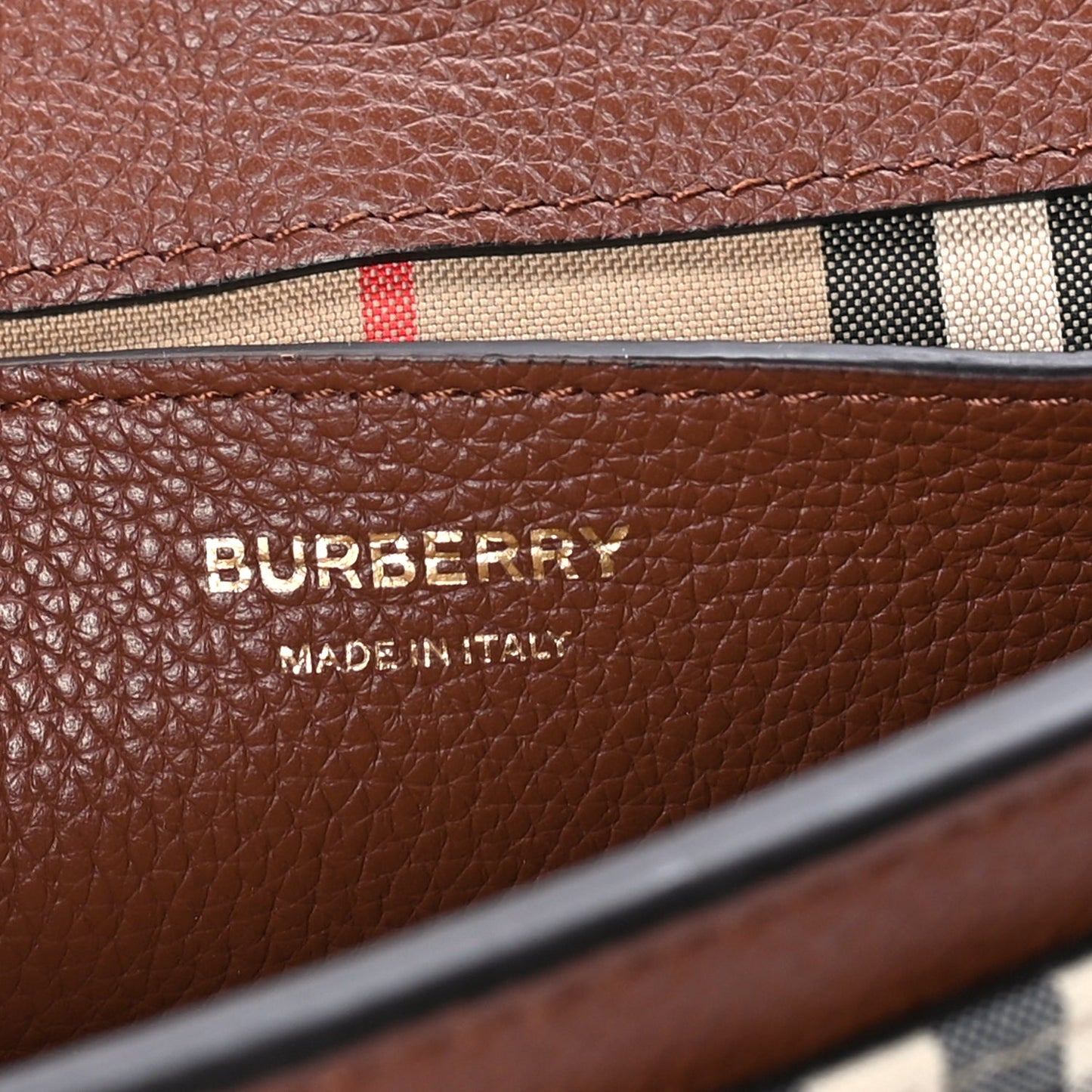 Burberry Calfskin Vintage Check Note Crossbody Bag Tan