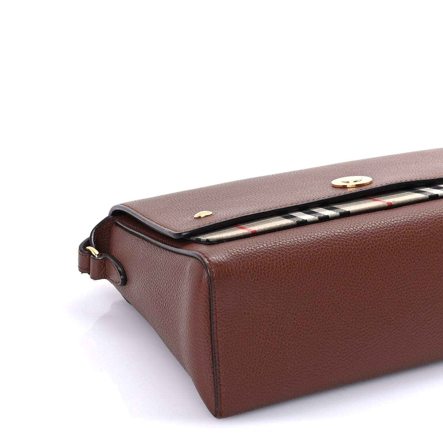 Burberry Calfskin Vintage Check Note Crossbody Bag Tan