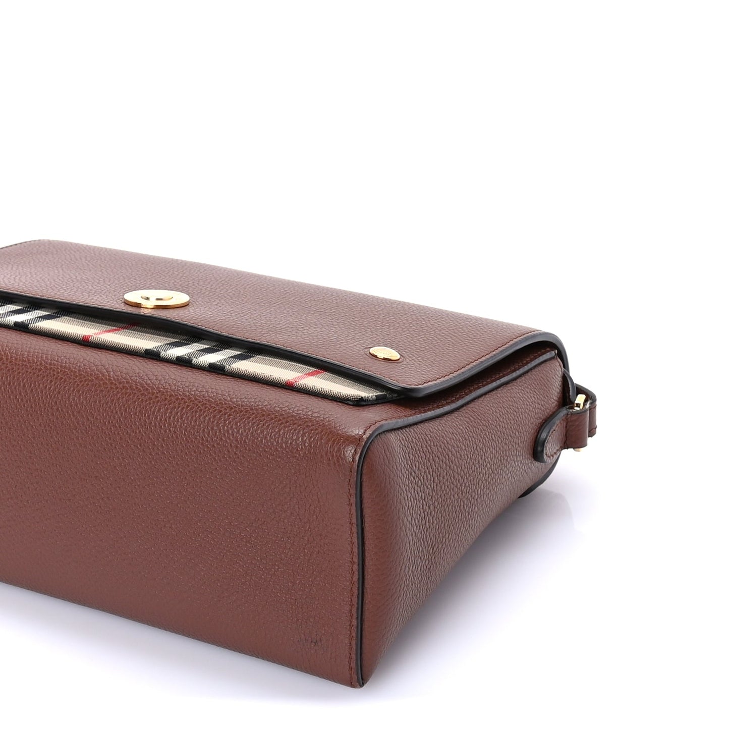 Burberry Calfskin Vintage Check Note Crossbody Bag Tan