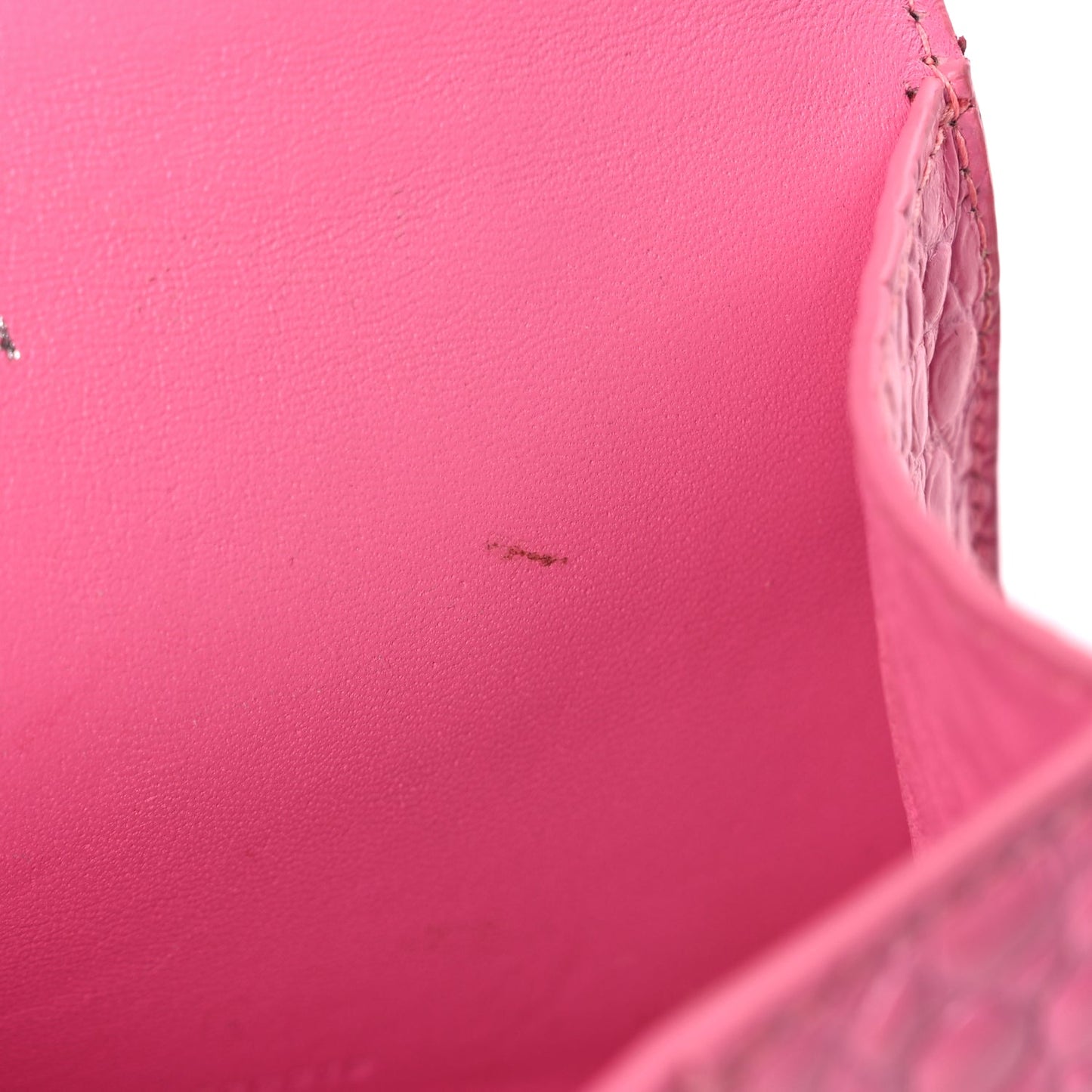 Balenciaga Shiny Calfskin Crocodile Embossed Hourglass Top Handle Bag XS Baby Pink