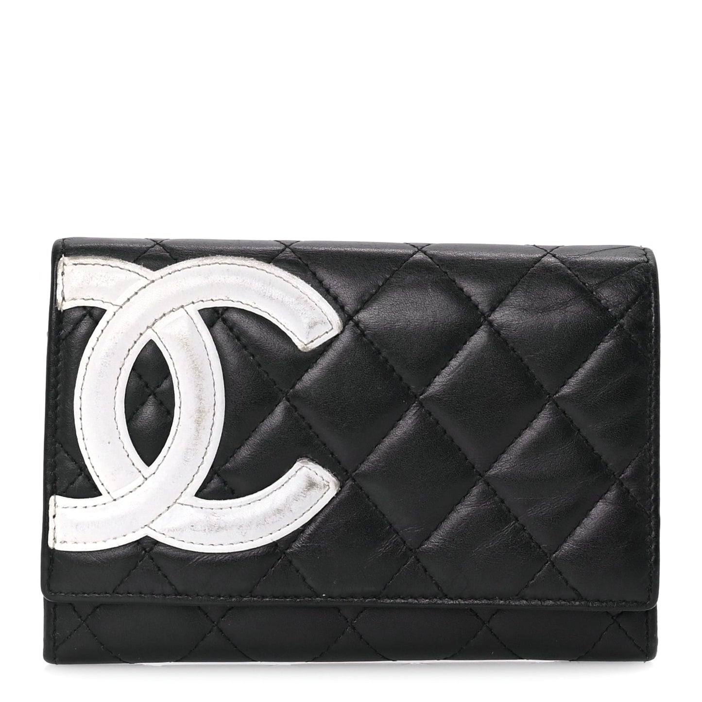 Chanel Calfskin Quilted Cambon Flap Wallet Black White