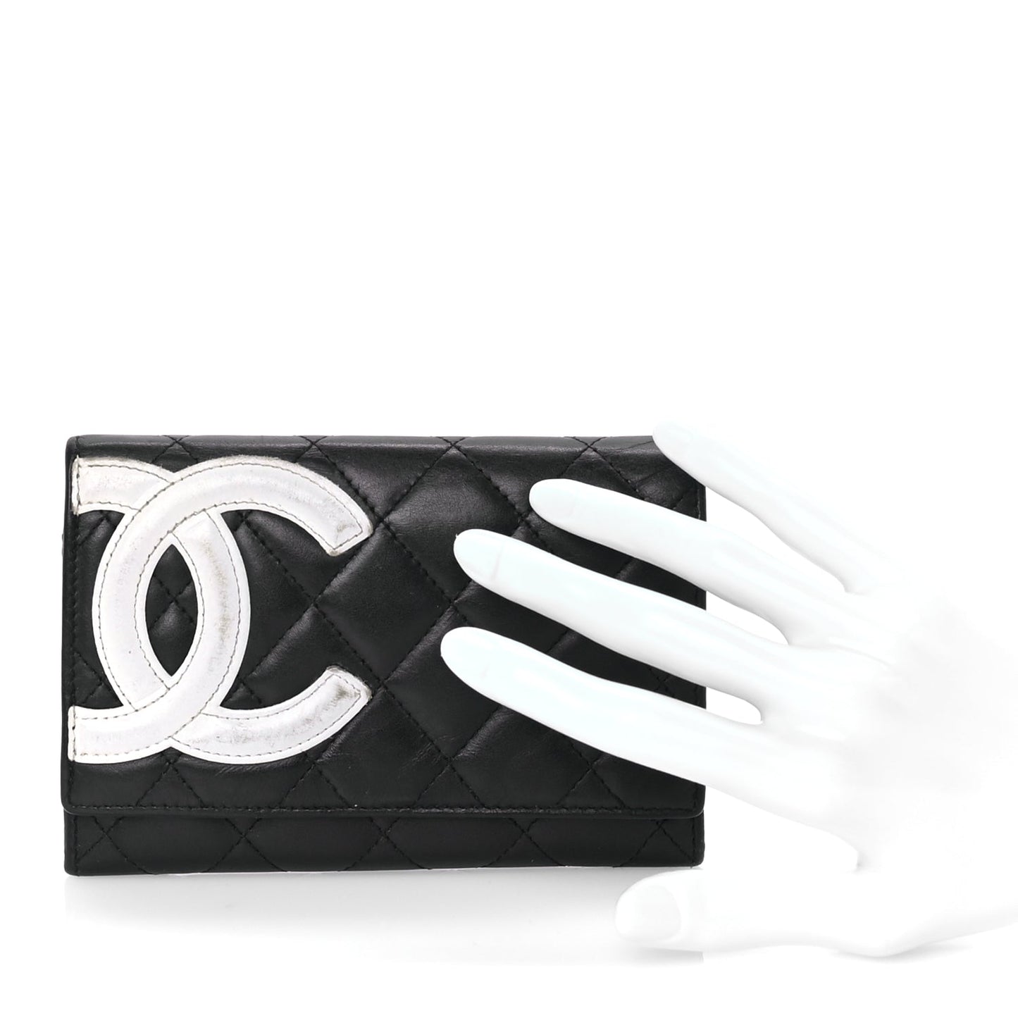 Chanel Calfskin Quilted Cambon Flap Wallet Black White