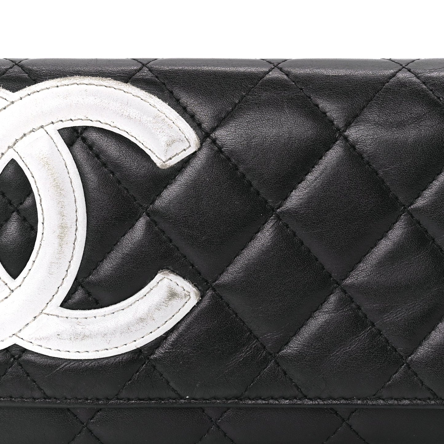 Chanel Calfskin Quilted Cambon Flap Wallet Black White