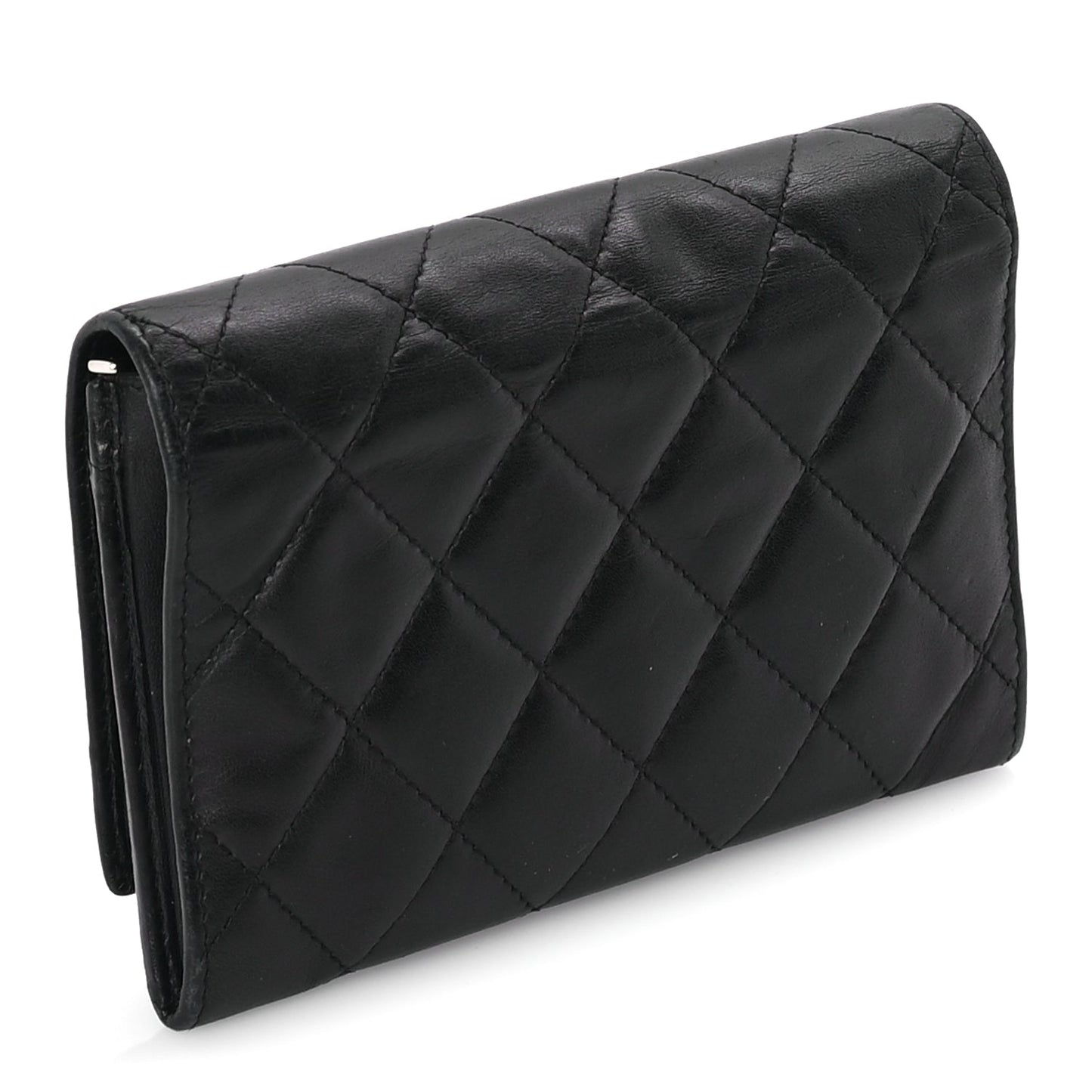 Chanel Calfskin Quilted Cambon Flap Wallet Black White
