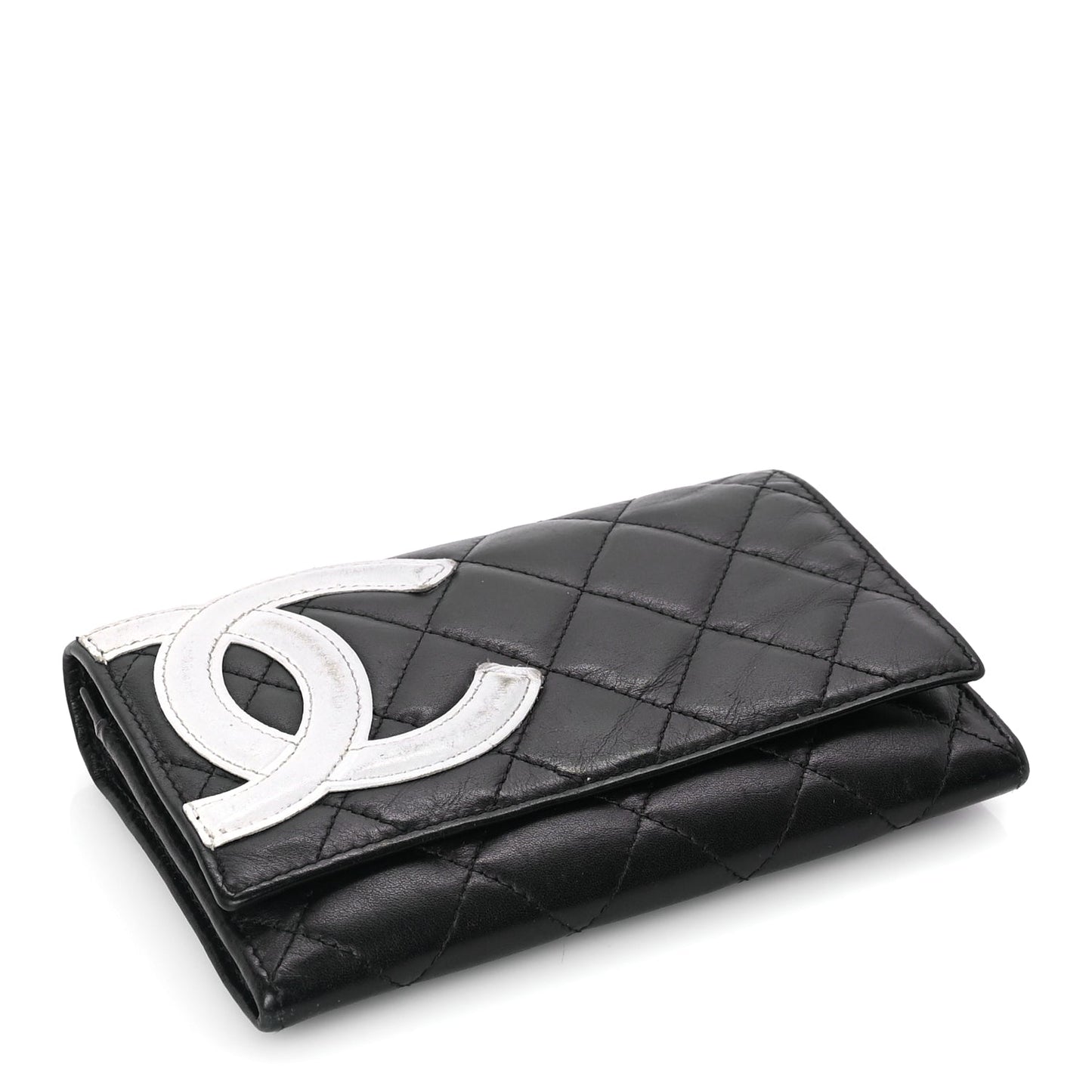 Chanel Calfskin Quilted Cambon Flap Wallet Black White