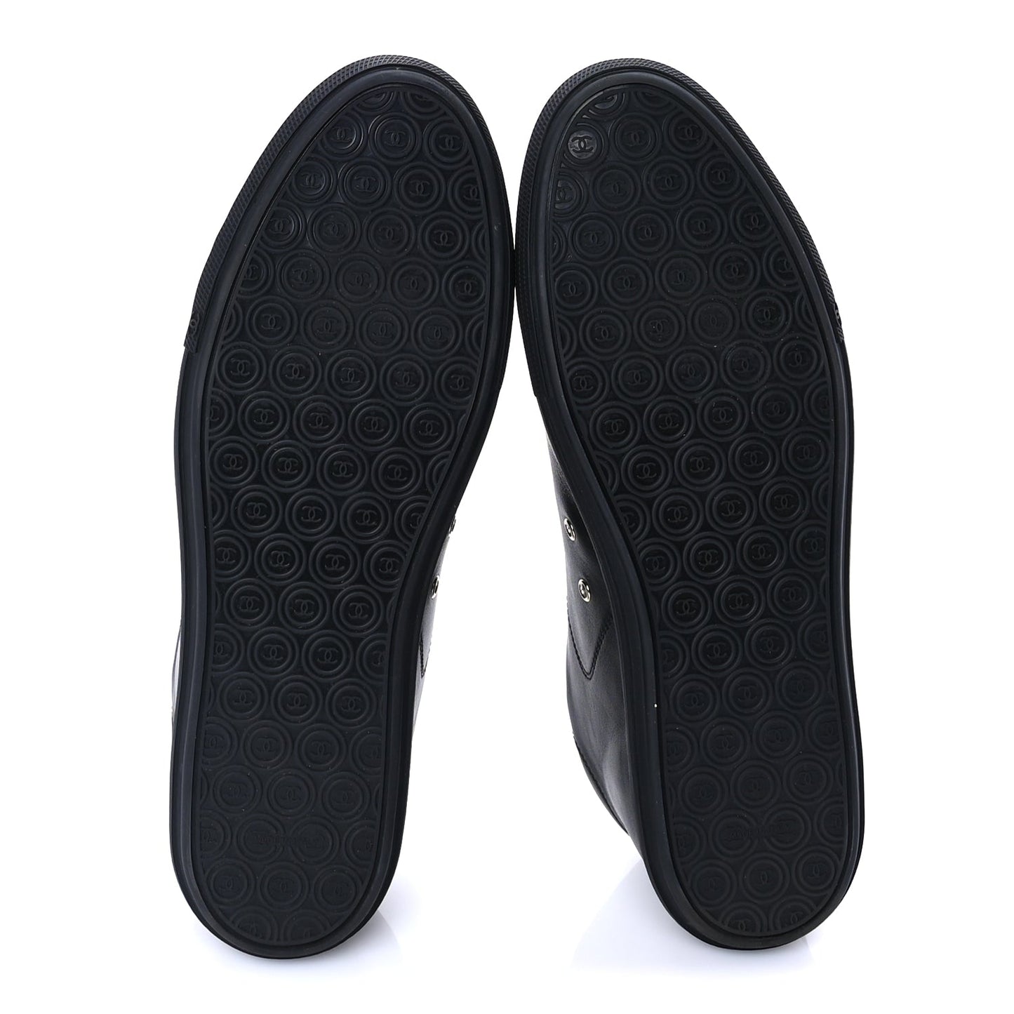 Chanel Calfskin Mens CC Cap Toe Sneakers 41 Black