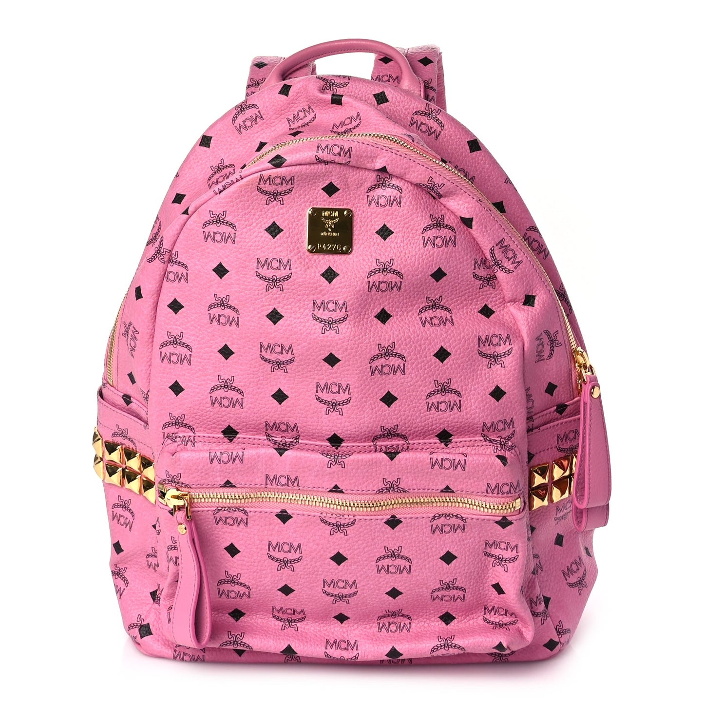 MCM Visetos Medium Side Studs Stark Backpack Pink