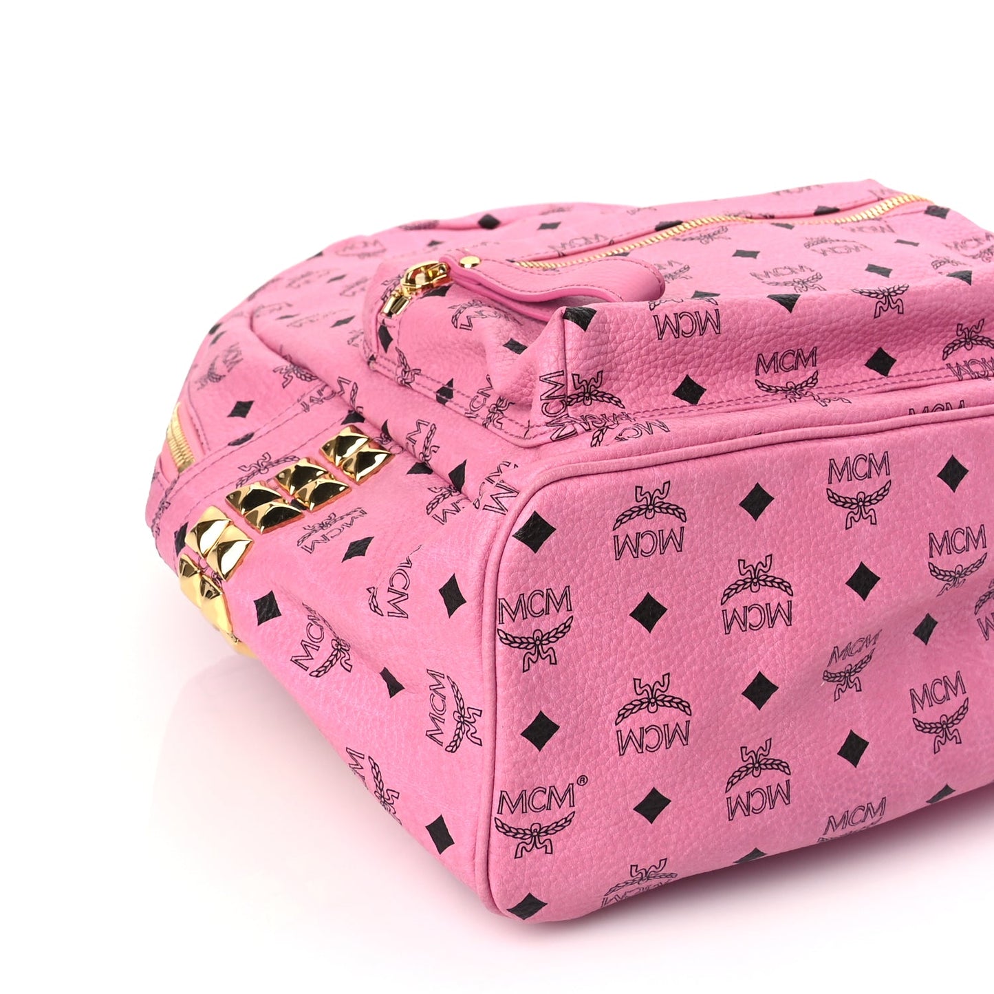 MCM Visetos Medium Side Studs Stark Backpack Pink