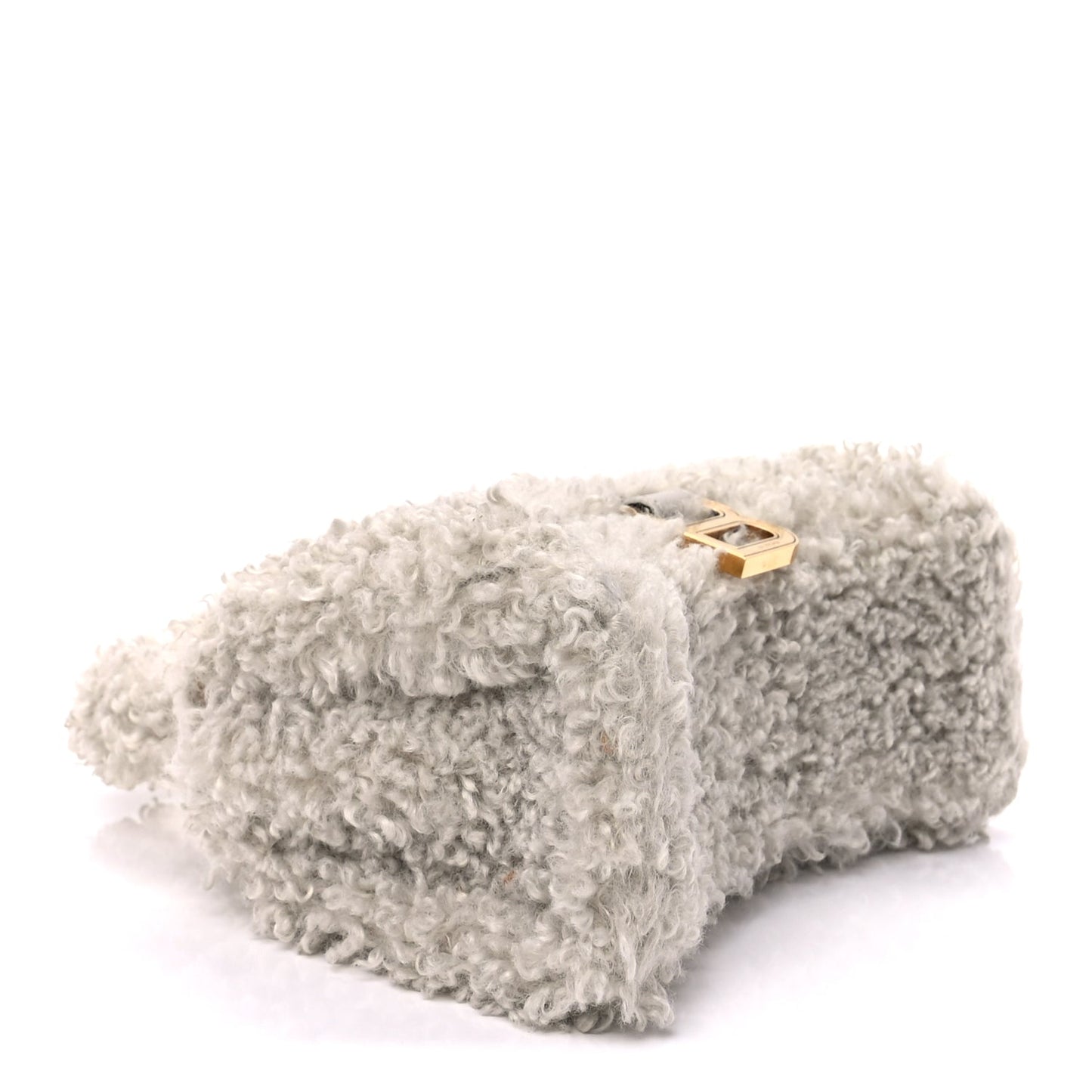 Balenciaga Faux Fur Fluffy Hourglass XS Top Handle Bag Natural