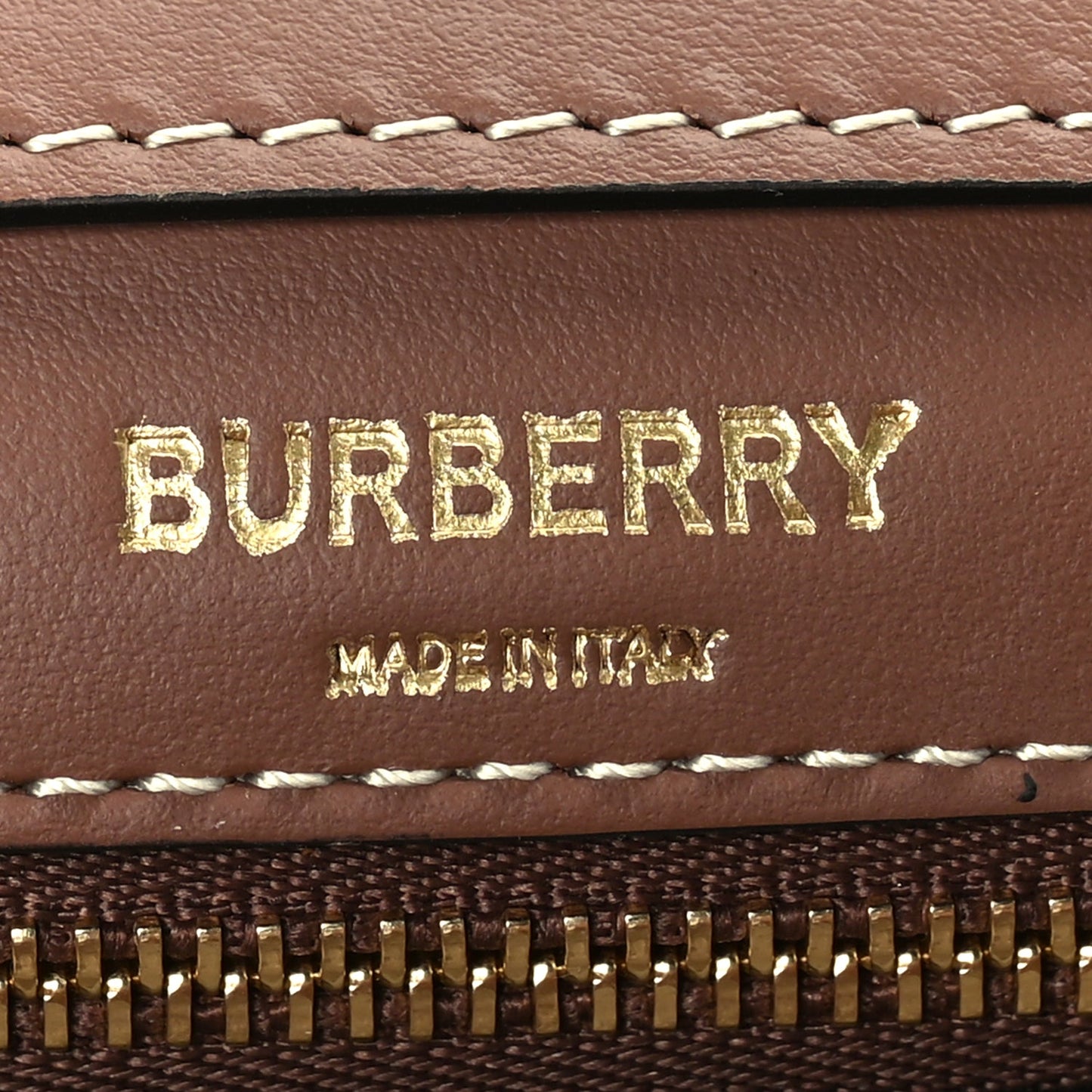 Burberry Canvas Smooth Calfskin Two Tone Mini Pocket Bag Natural Malt Brown