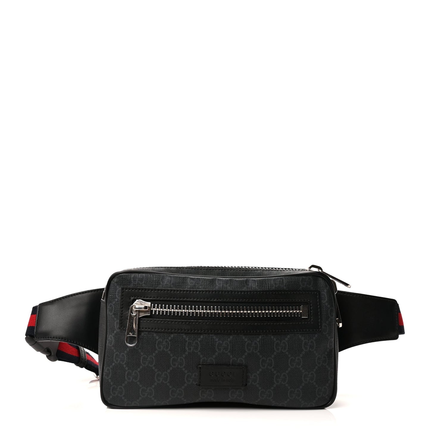 Gucci Soft GG Supreme Monogram Web Belt Bag  Black Grey