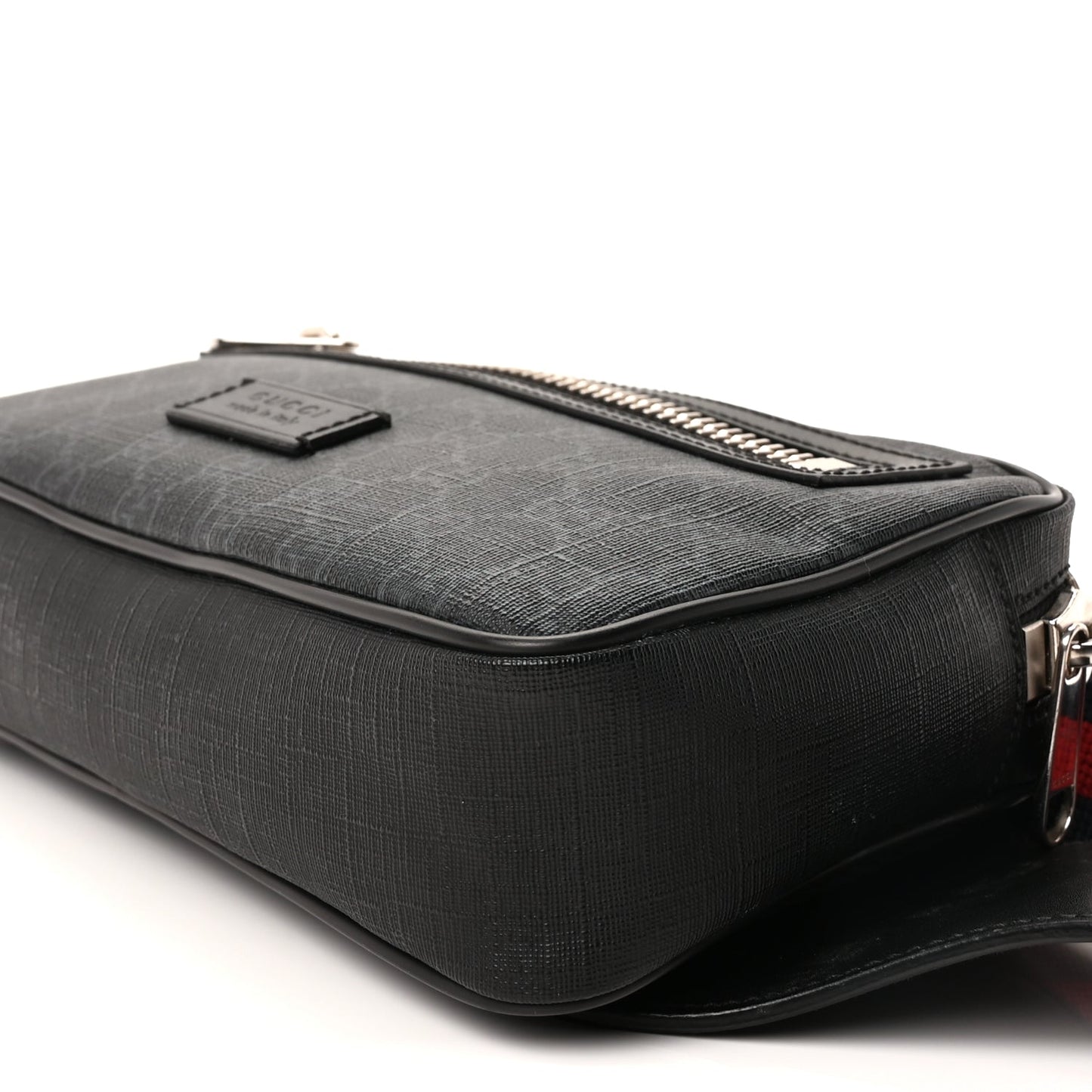 Gucci Soft GG Supreme Monogram Web Belt Bag  Black Grey