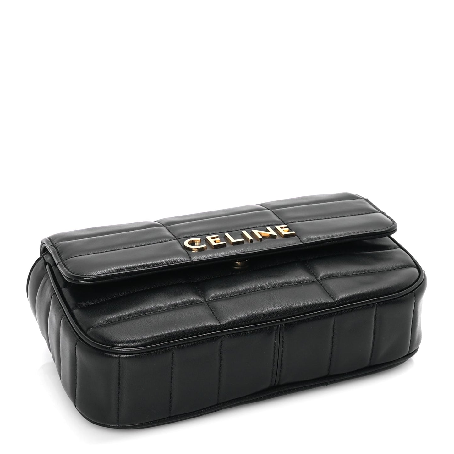Celine Goatskin Matelasse Chain Shoulder Bag  Black
