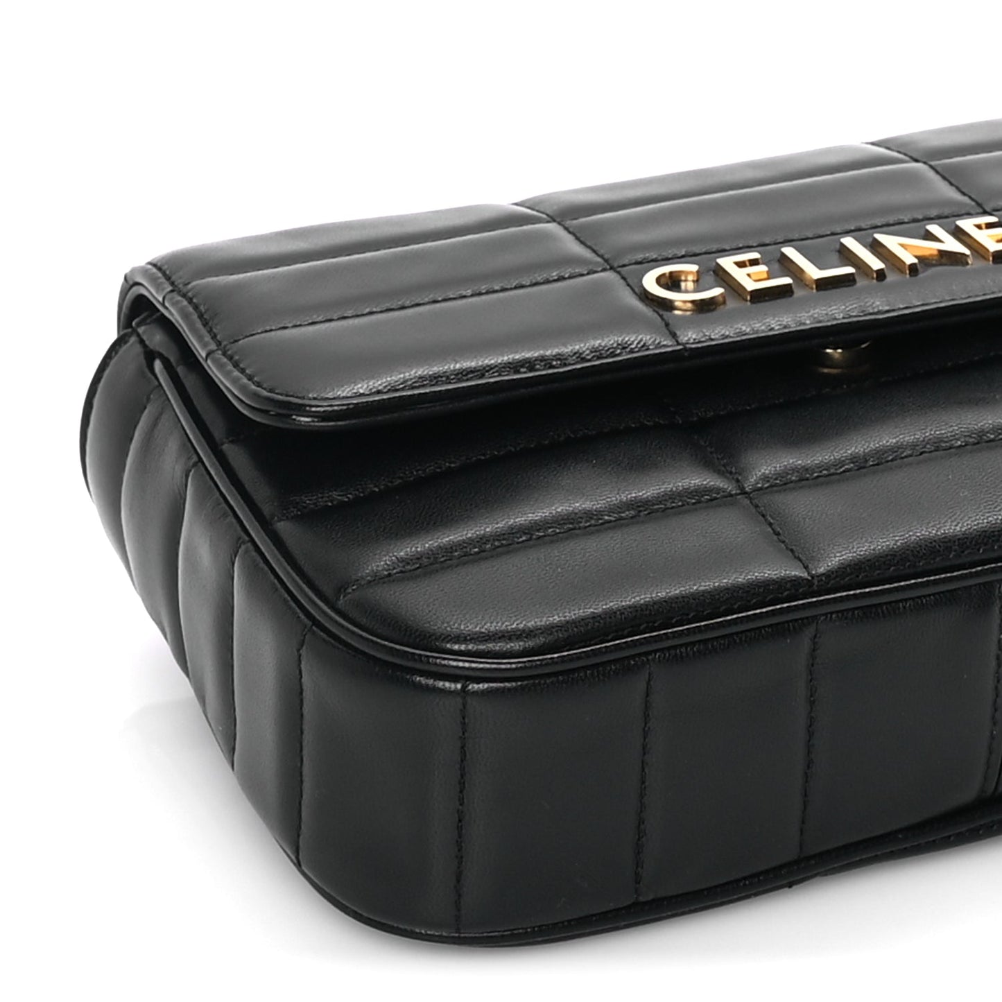 Celine Goatskin Matelasse Chain Shoulder Bag  Black