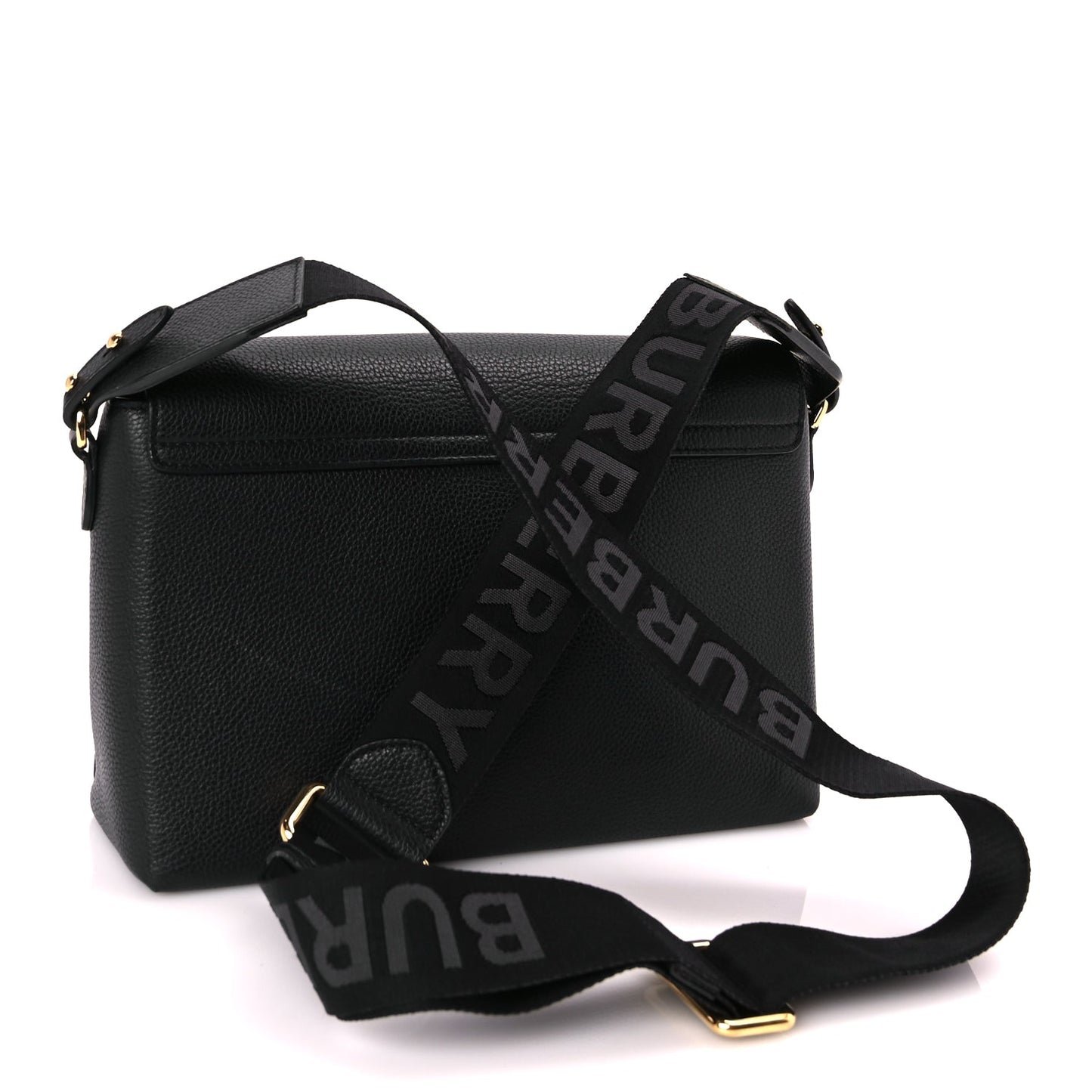 Burberry Coated Canvas Calfskin Vintage Check Medium Note Crossbody Bag Black