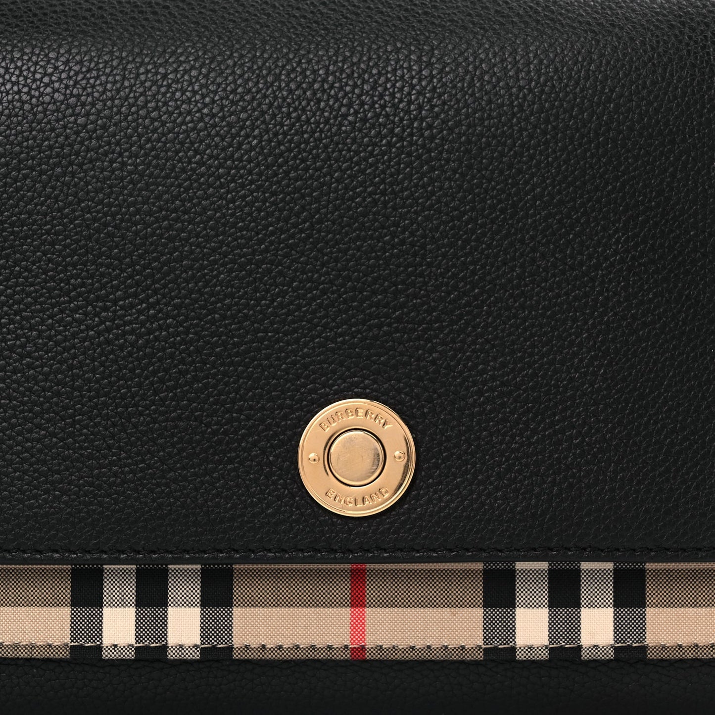 Burberry Coated Canvas Calfskin Vintage Check Medium Note Crossbody Bag Black