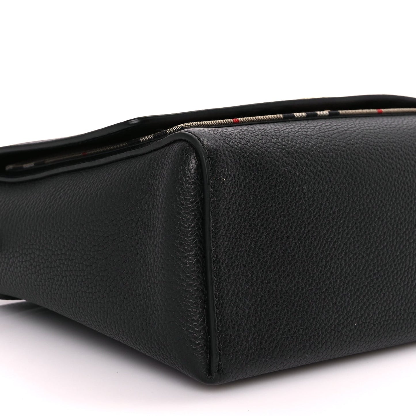 Burberry Coated Canvas Calfskin Vintage Check Medium Note Crossbody Bag Black