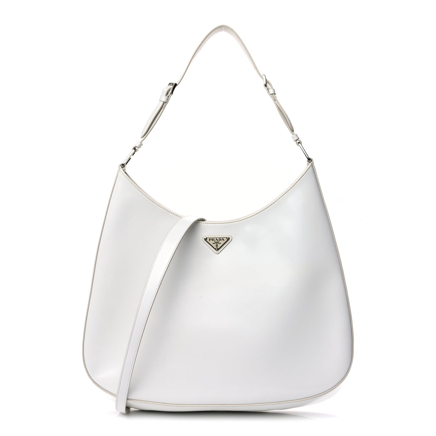 Prada Spazzolato Maxi Cleo Adjustable Strap Shoulder Bag White
