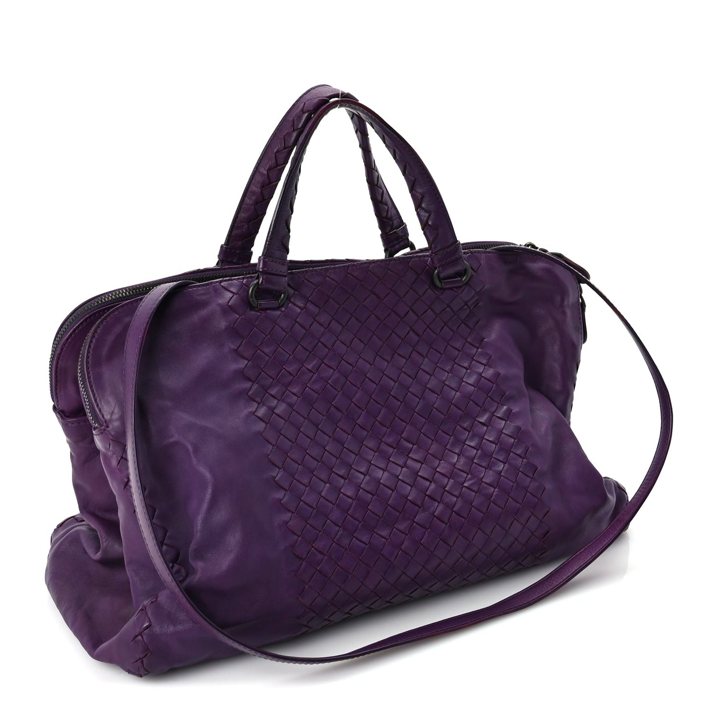 Bottega Veneta Calfskin Intrecciato Large Leggero Tote Purple