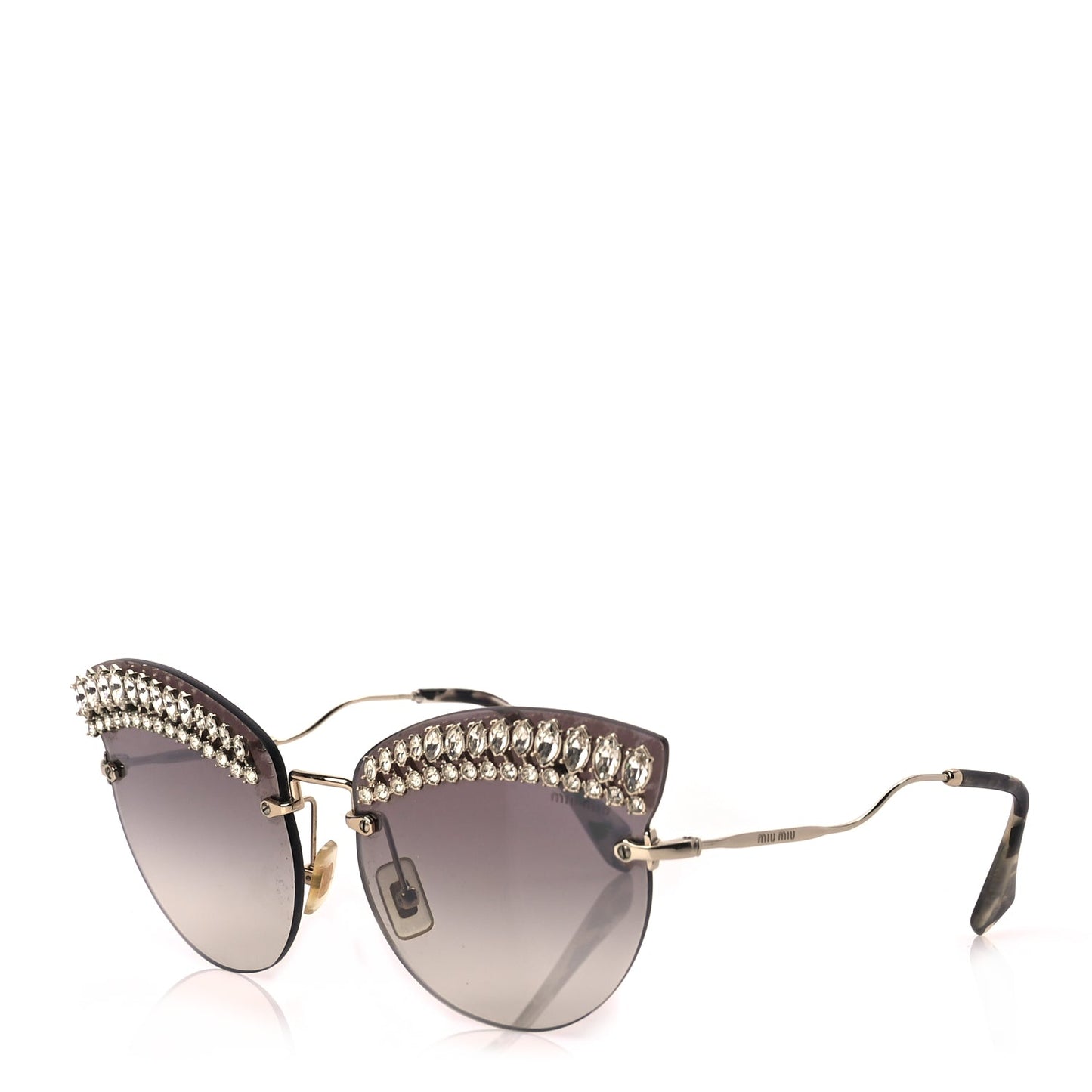 Miu Miu Metal Crystal Cat Eye Sunglasses SMU58T Gold Grey