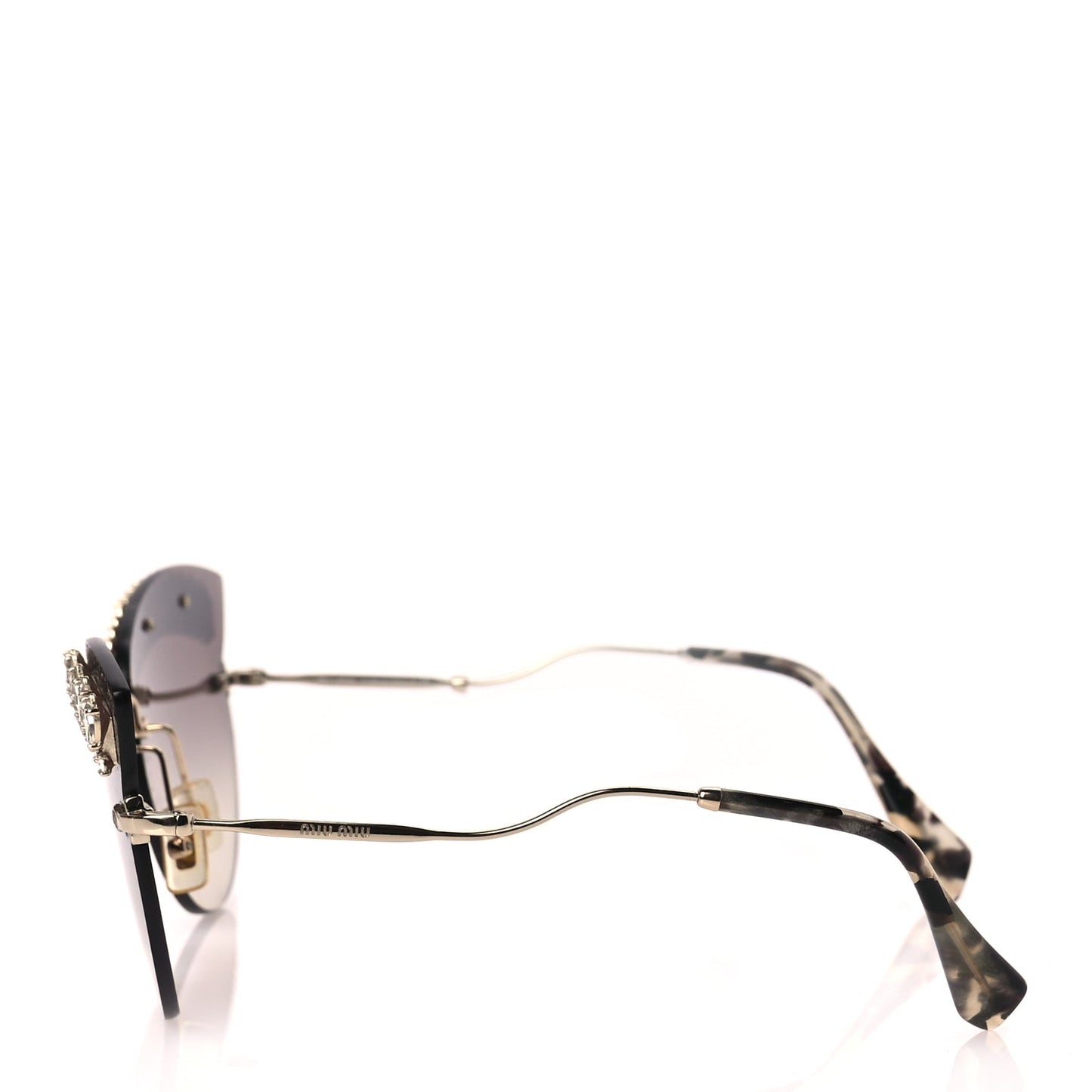 Miu Miu Metal Crystal Cat Eye Sunglasses SMU58T Gold Grey