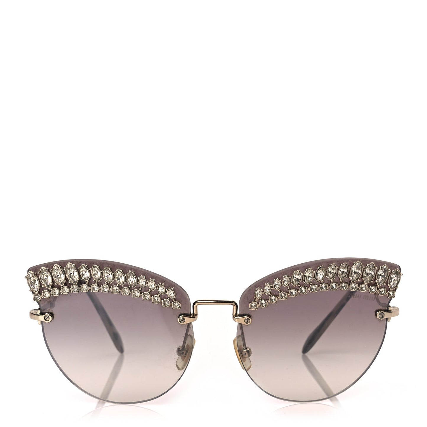 Miu Miu Metal Crystal Cat Eye Sunglasses SMU58T Gold Grey